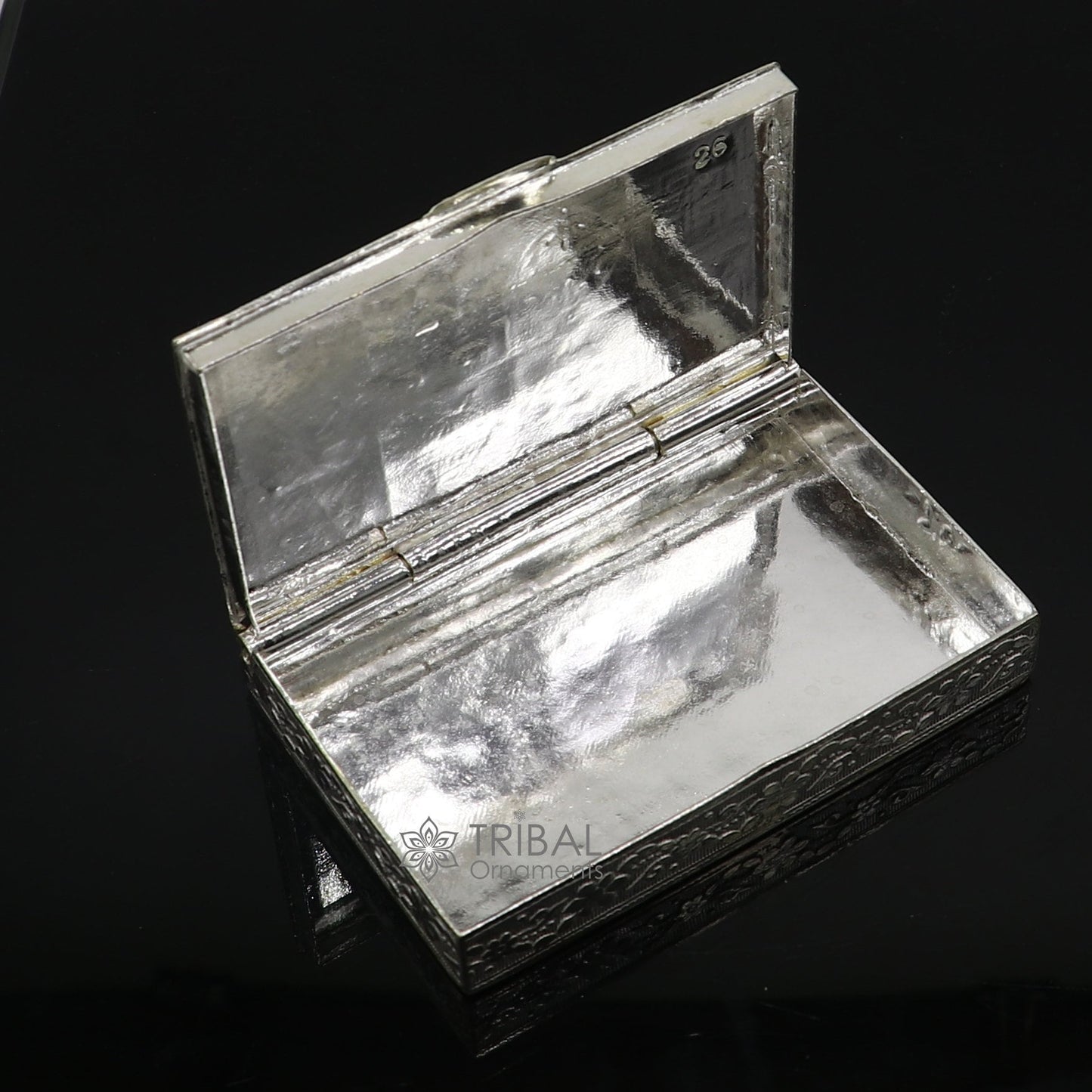 3"X2" 925 sterling silver trinket box, kajal box/casket box brides rectangle shape box collection, container box, eyeliner box stb819 - TRIBAL ORNAMENTS