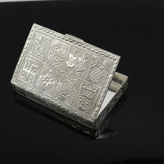 3"X2" 925 sterling silver trinket box, kajal box/casket box brides rectangle shape box collection, container box, eyeliner box stb819 - TRIBAL ORNAMENTS