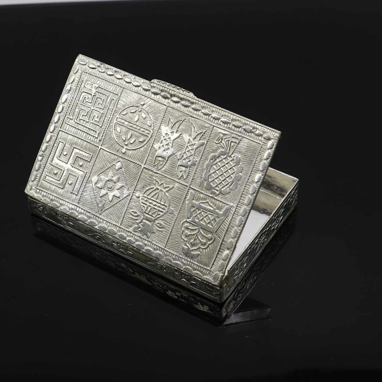 3"X2" 925 sterling silver trinket box, kajal box/casket box brides rectangle shape box collection, container box, eyeliner box stb819 - TRIBAL ORNAMENTS