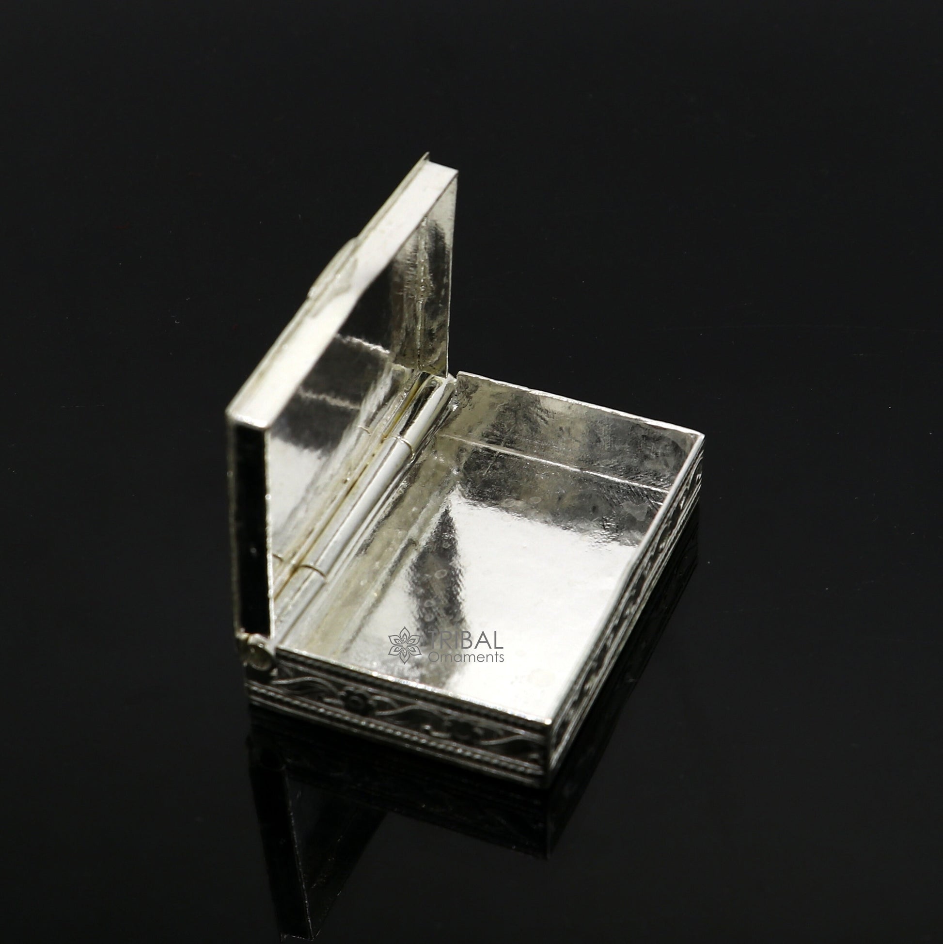 2"X1.2" 925 sterling silver trinket box, kajal box/casket box brides rectangle shape box collection, container box, eyeliner box stb821 - TRIBAL ORNAMENTS