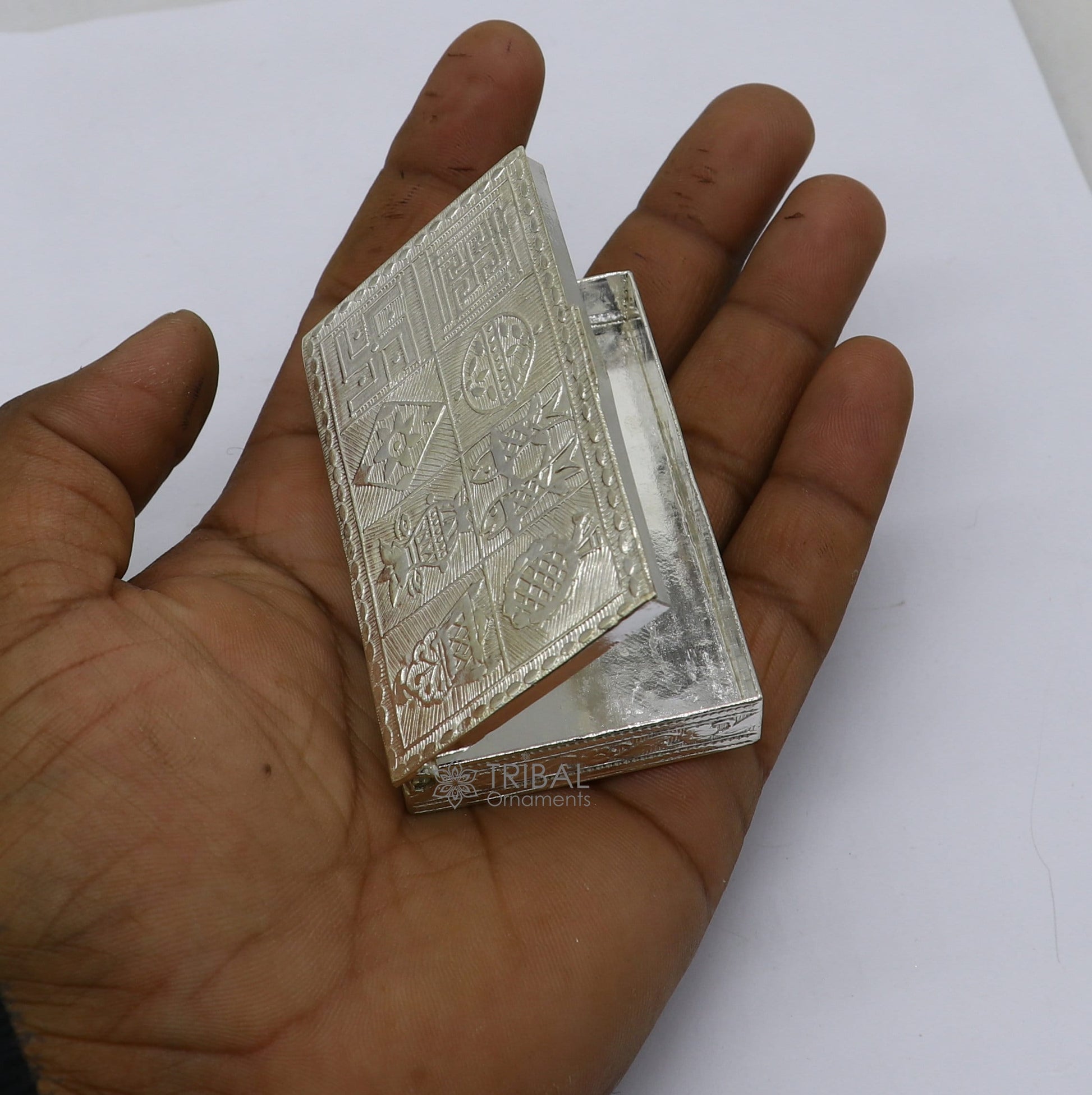 2.7"X1.8" 925 sterling silver trinket box, kajal box/casket box brides rectangle shape box collection, container box, eyeliner box stb823 - TRIBAL ORNAMENTS