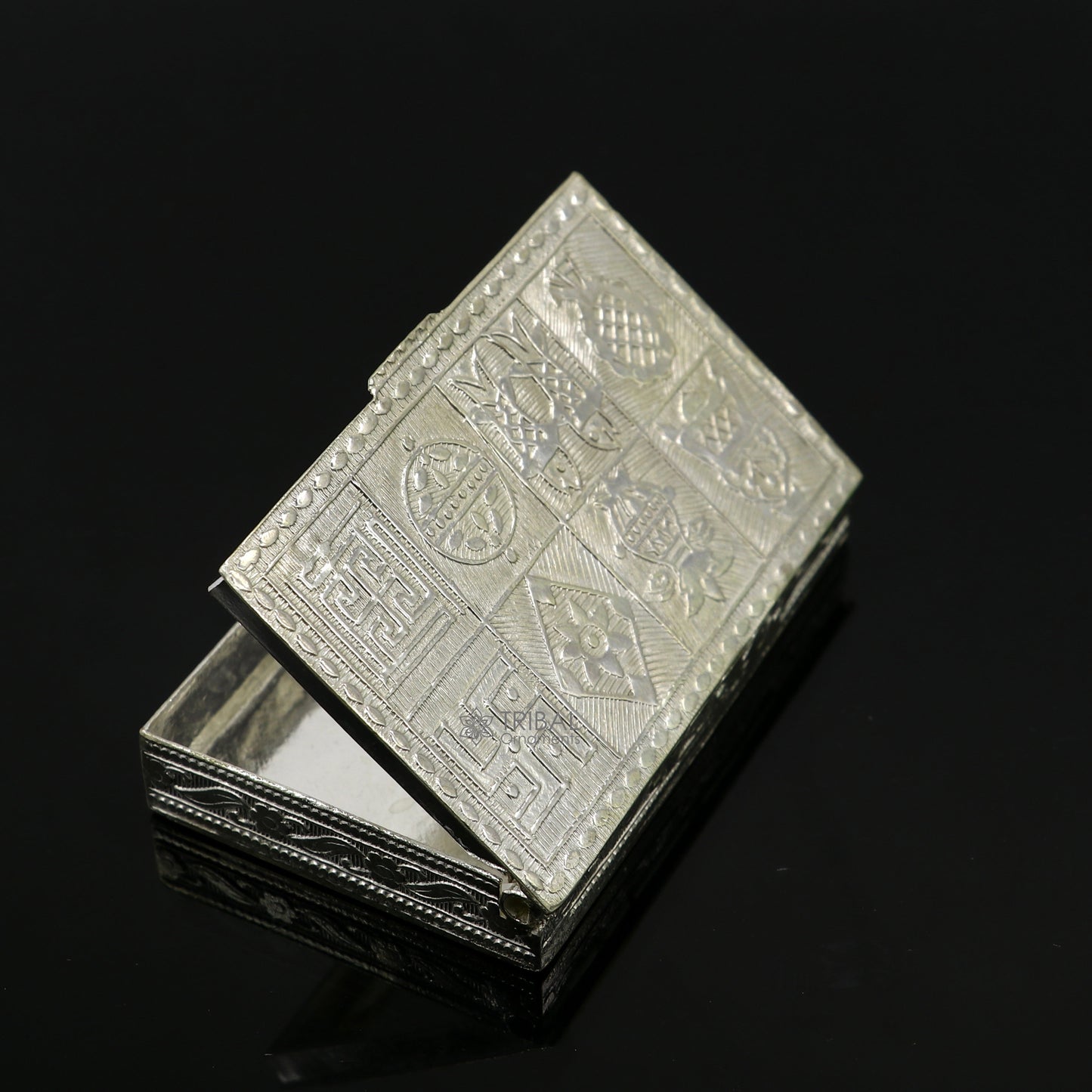 2.7"X1.8" 925 sterling silver trinket box, kajal box/casket box brides rectangle shape box collection, container box, eyeliner box stb823 - TRIBAL ORNAMENTS