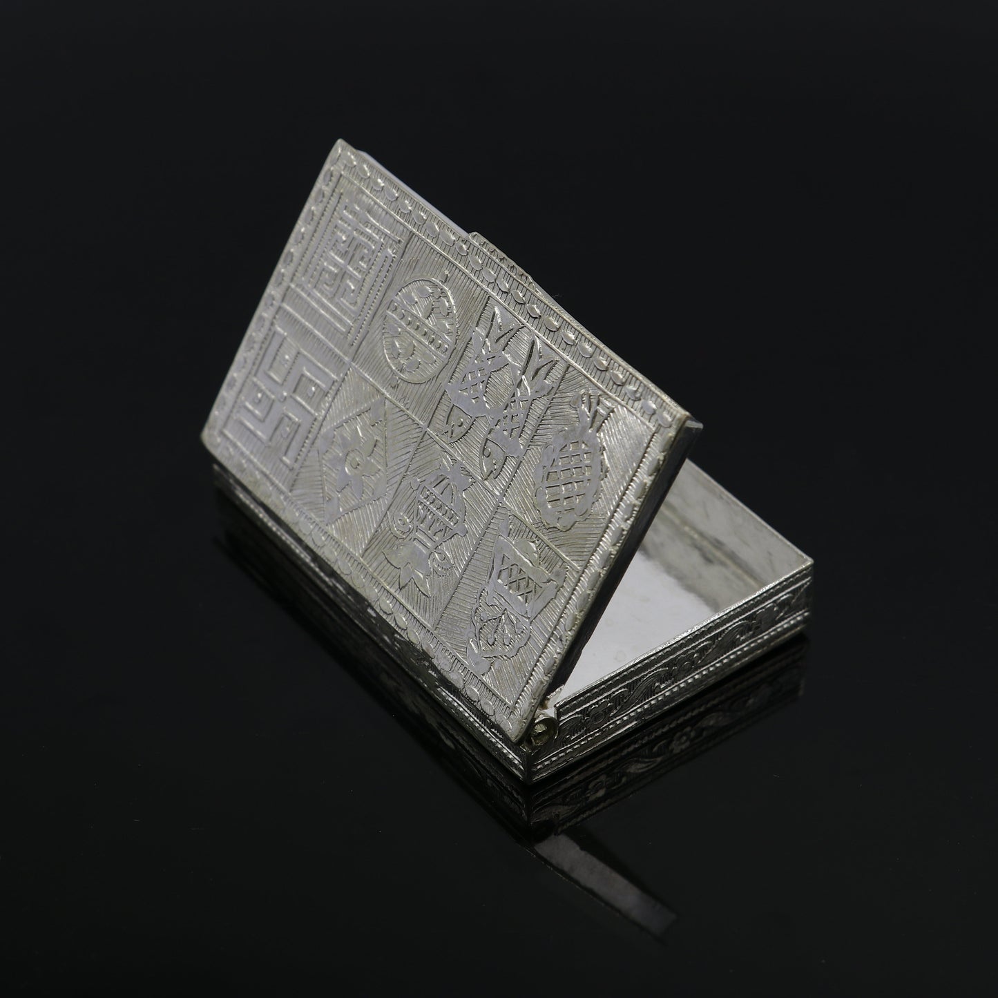 2.7"X1.8" 925 sterling silver trinket box, kajal box/casket box brides rectangle shape box collection, container box, eyeliner box stb823 - TRIBAL ORNAMENTS