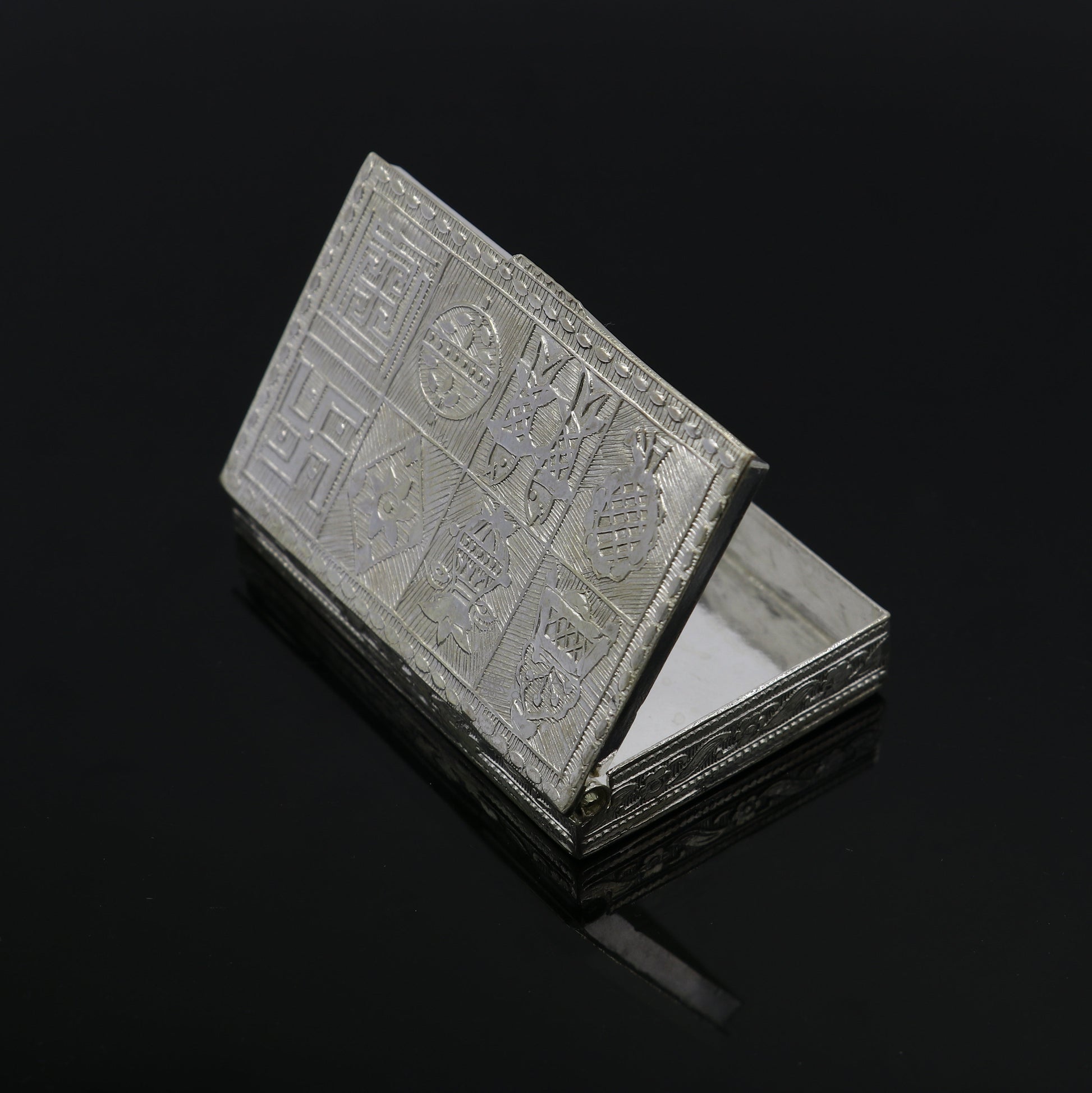 2.7"X1.8" 925 sterling silver trinket box, kajal box/casket box brides rectangle shape box collection, container box, eyeliner box stb823 - TRIBAL ORNAMENTS
