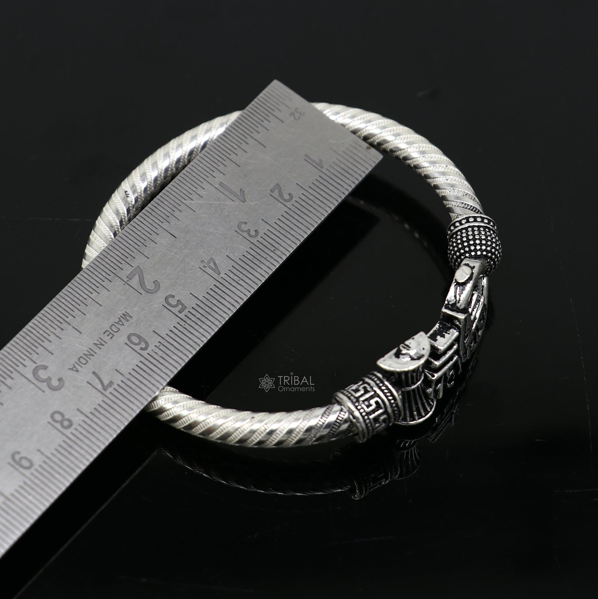Handmade Sterling silver Lord Shiva Trident Kada Mahakal bracelet, Rudraksh bracelet, customized babhubali bangle kada giftig jewelry nsk696 - TRIBAL ORNAMENTS