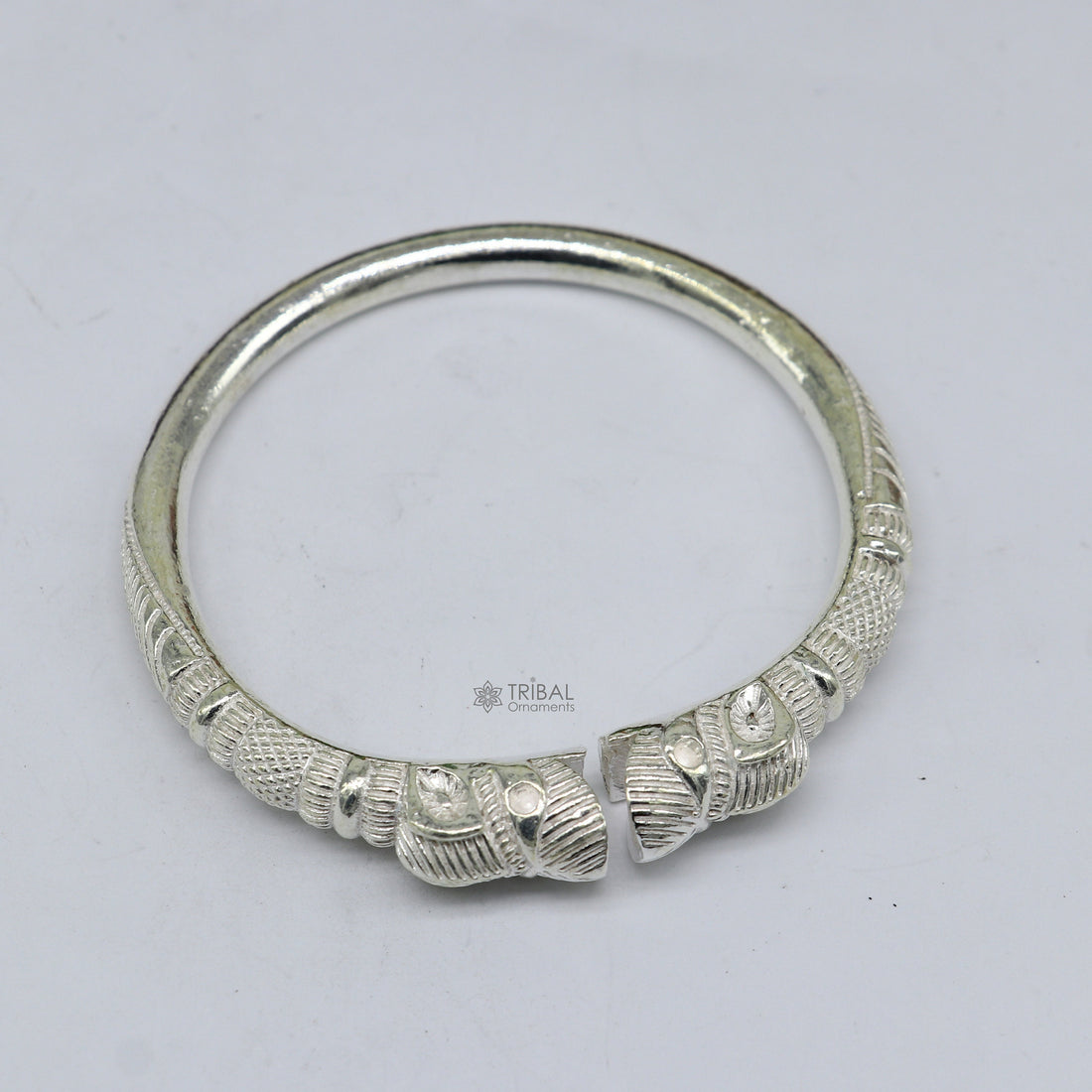 Solid 925 silver men's ethnic cultural crocodile face design vintage tribal kada bangle men's gifting cuff kada nsk699 - TRIBAL ORNAMENTS