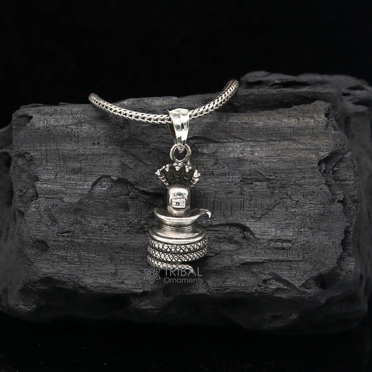 925 sterling silver divine Lord shiva lingam pendant, silver unique god pendant necklace jewelry nsp650 - TRIBAL ORNAMENTS