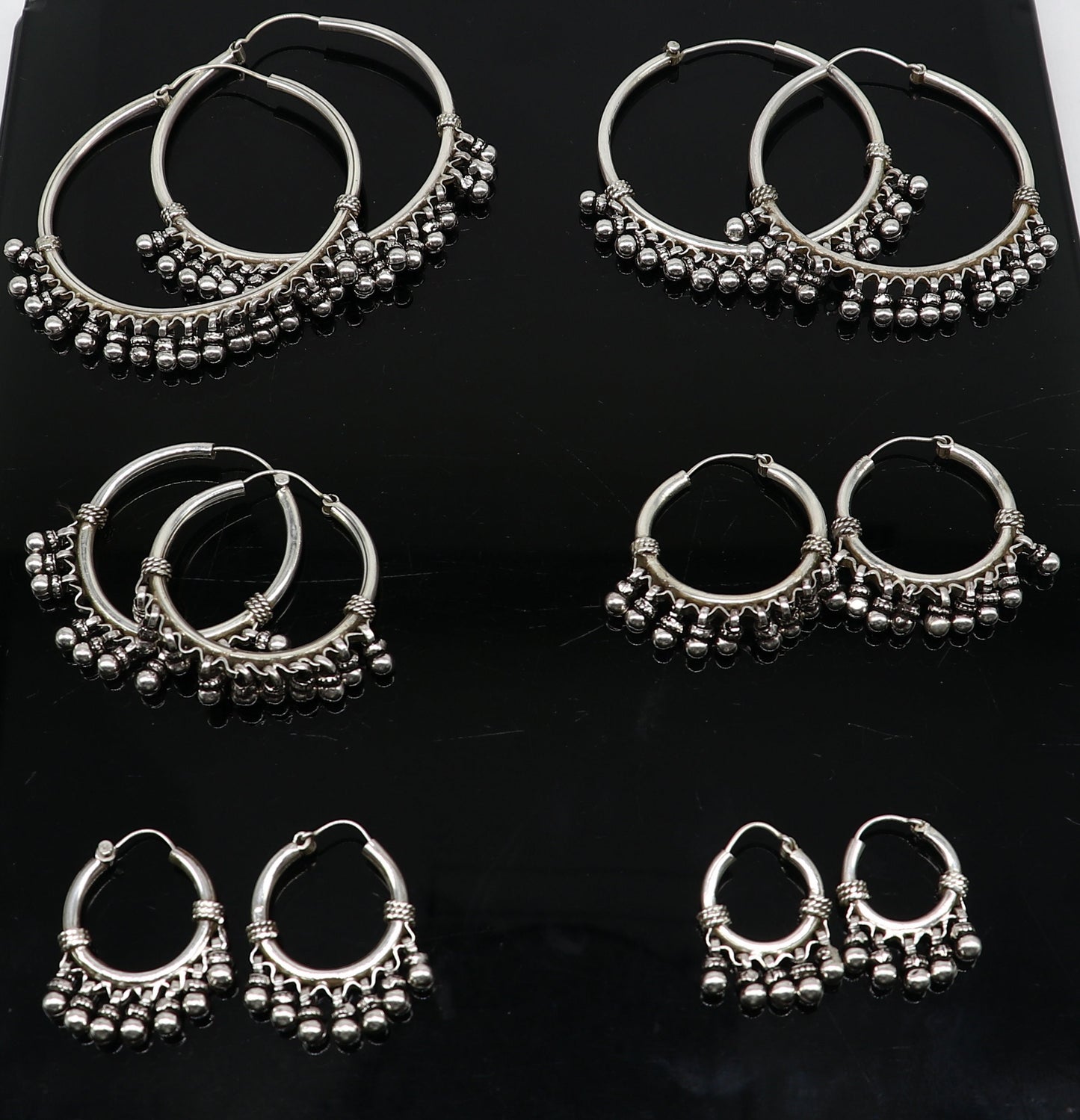 All sizes 925 sterling silver handmade hoop earring, fabulous Bali pair, silver hook, hoop gifting gorgeous tribal customized jewelry s1200 - TRIBAL ORNAMENTS