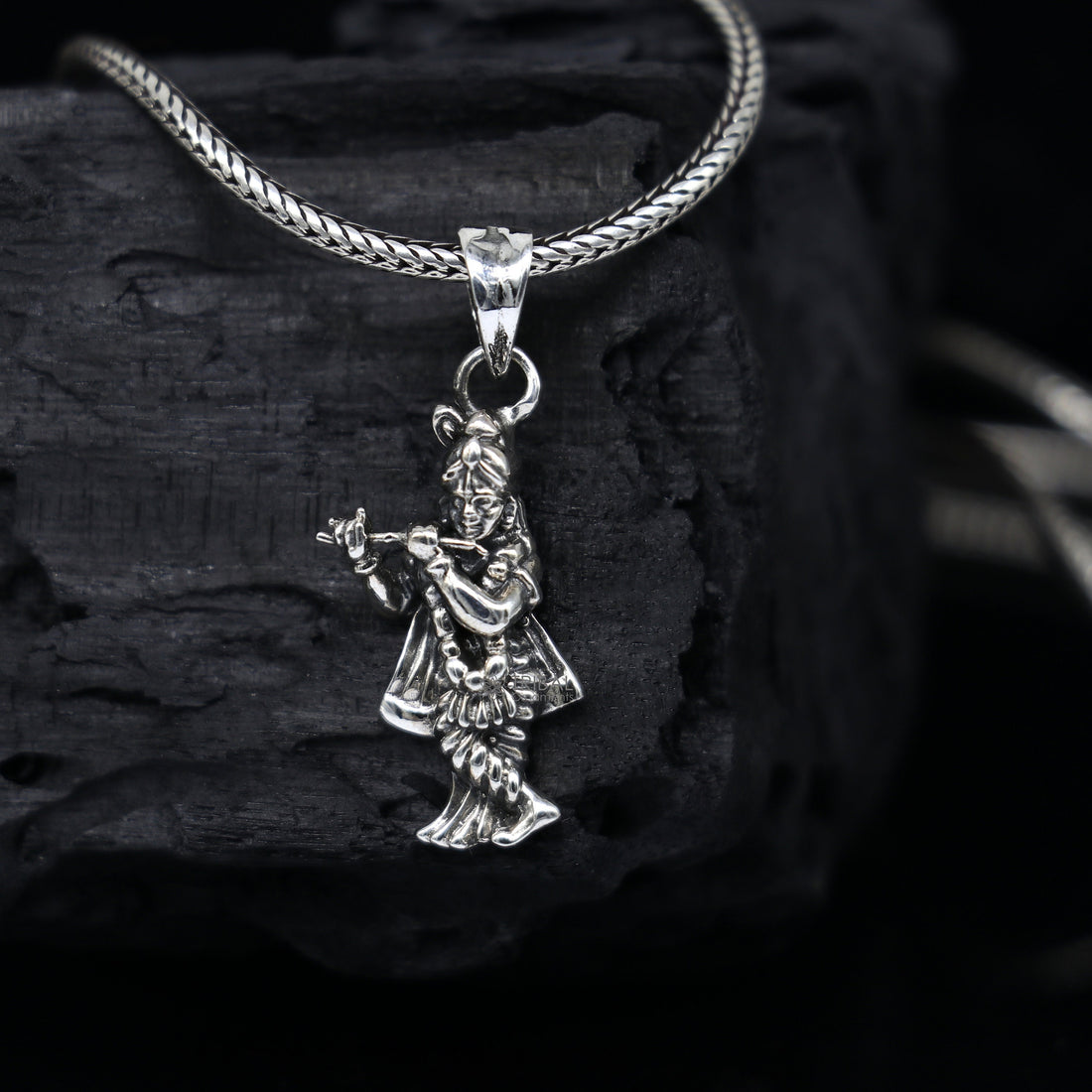 Lord Krishna 925 sterling silver small pendant, Lord Krishna Pendant is a symbol of love, wisdom, and spiritual devotion unisex gift nsp661 - TRIBAL ORNAMENTS