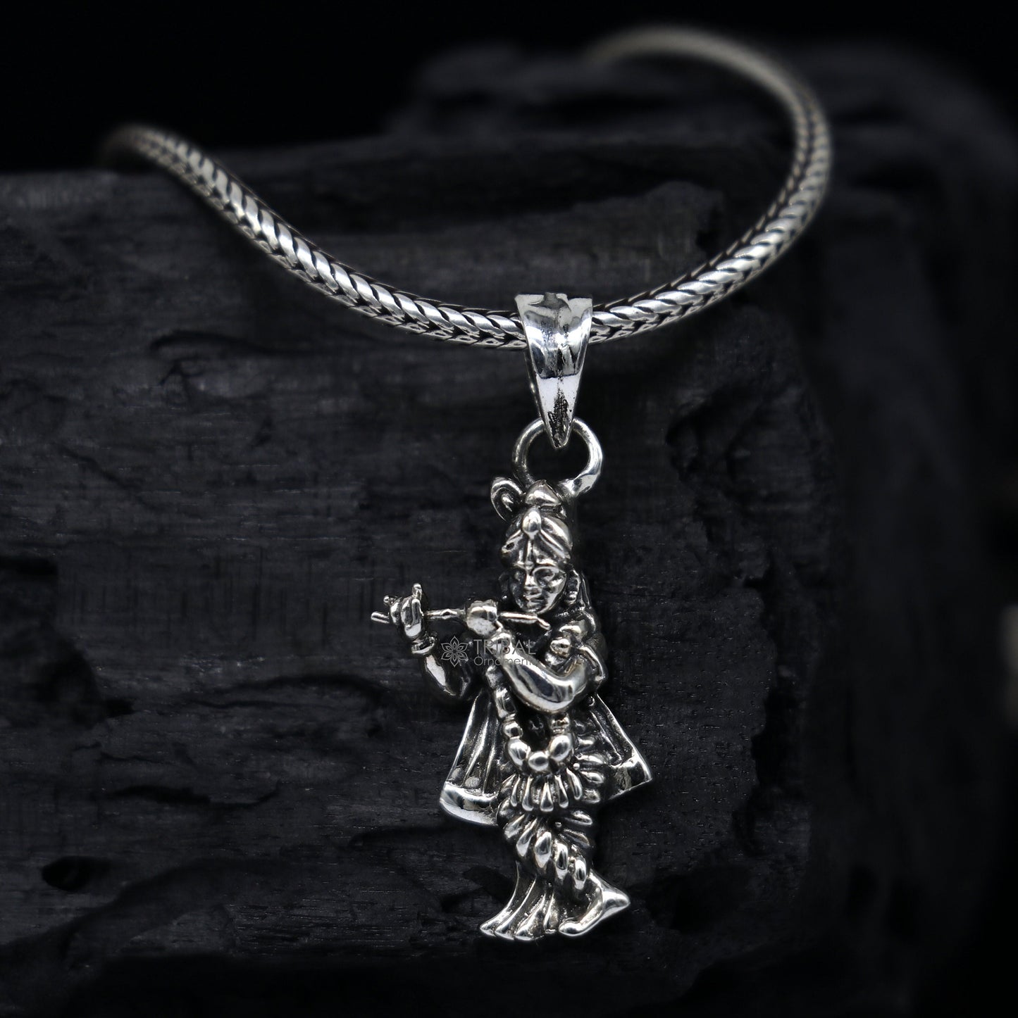 Lord Krishna 925 sterling silver small pendant, Lord Krishna Pendant is a symbol of love, wisdom, and spiritual devotion unisex gift nsp661 - TRIBAL ORNAMENTS