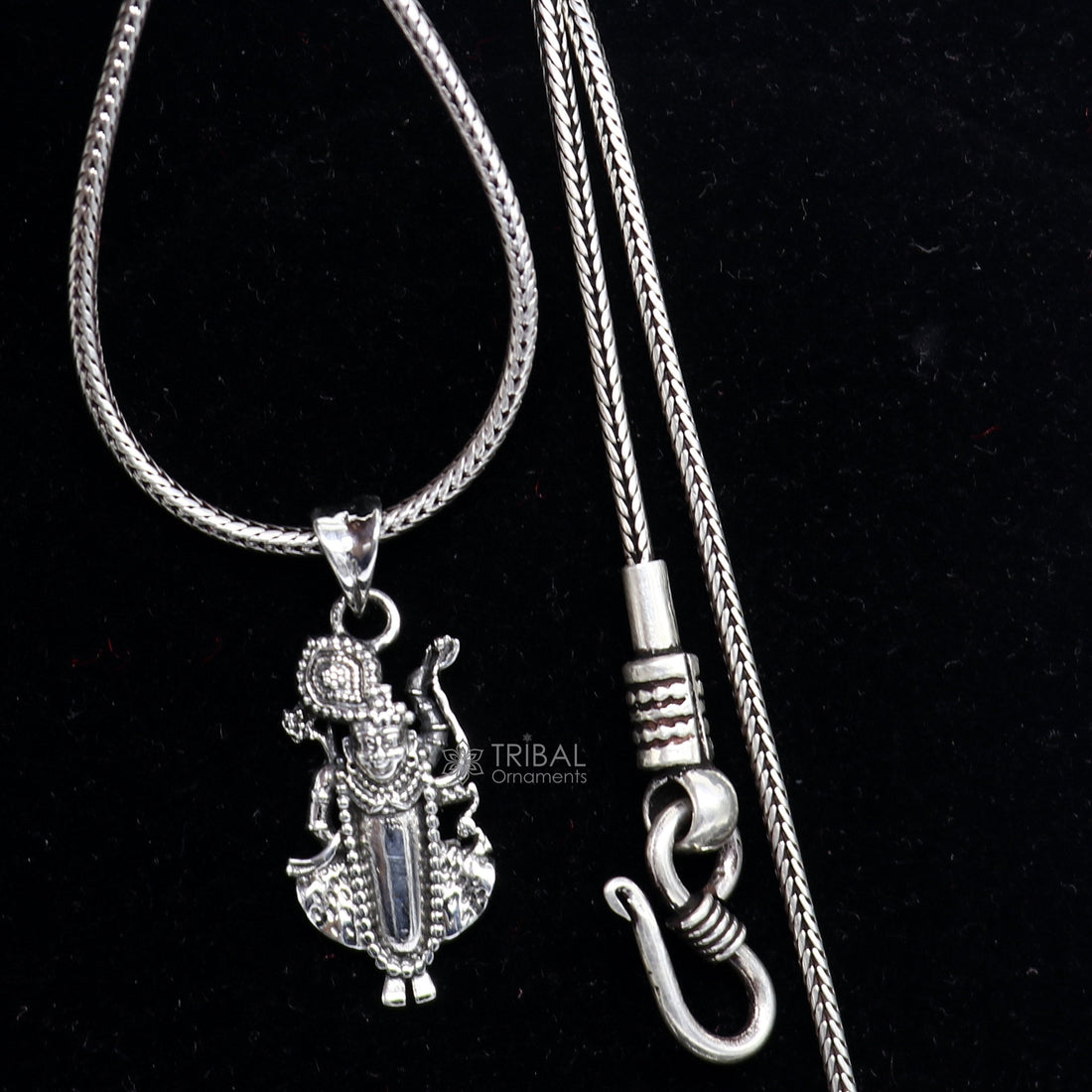 Lord Krishna Goverdhan 925 sterling silver small pendant, Lord Krishna Pendant is a symbol of love, wisdom, and spiritual unisex gift nsp662 - TRIBAL ORNAMENTS