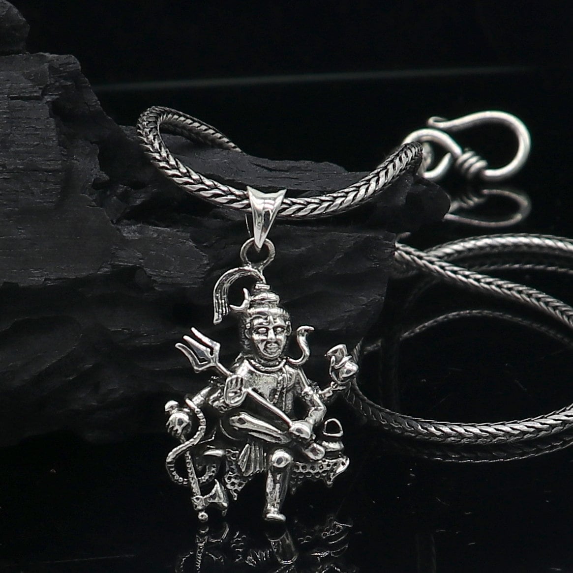 925 sterling silver divine Lord shiva MAHAKAL pendant, silver unique god pendant necklace jewelry NSP680 - TRIBAL ORNAMENTS