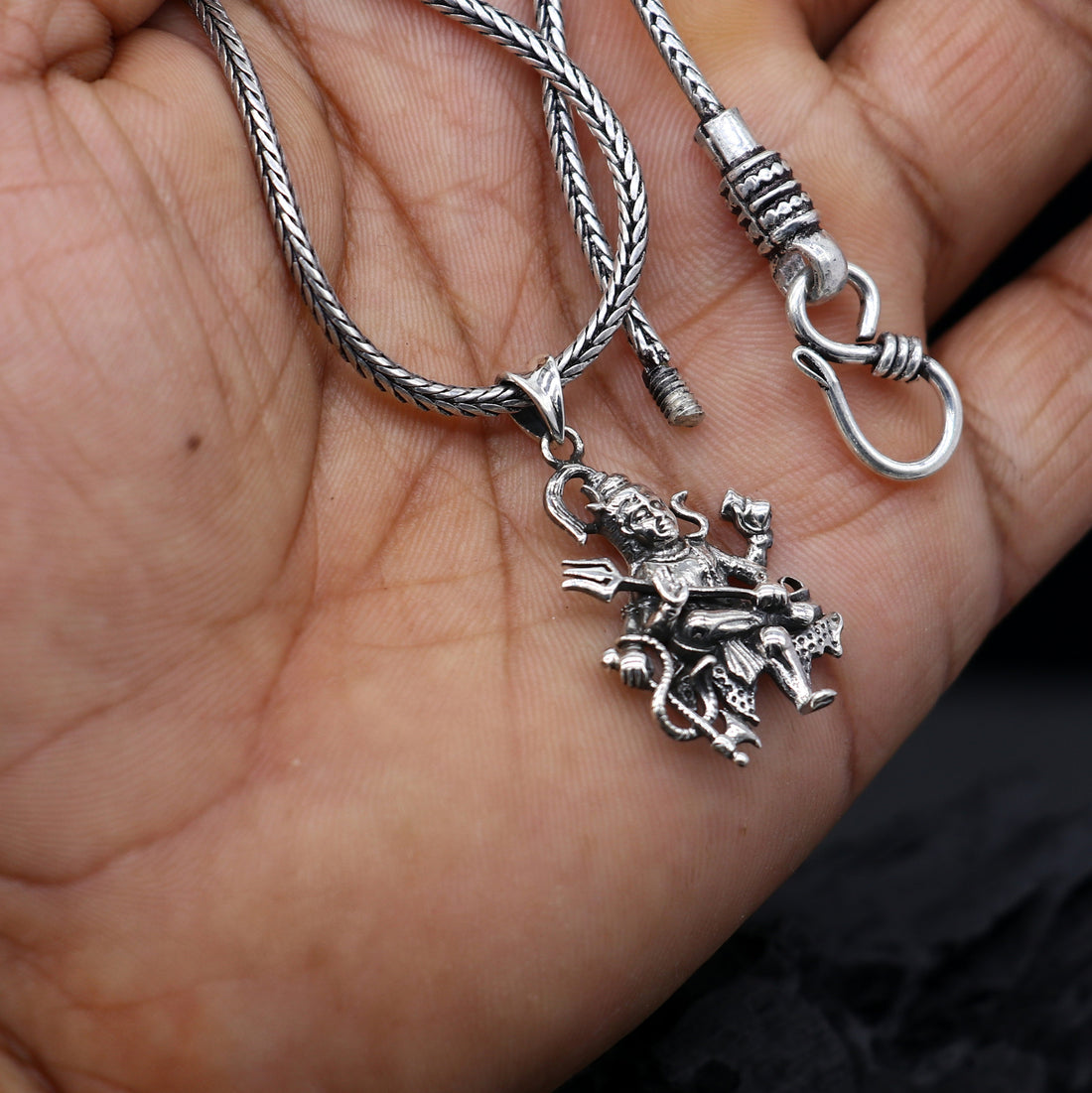 925 sterling silver divine Lord shiva MAHAKAL pendant, silver unique god pendant necklace jewelry NSP680 - TRIBAL ORNAMENTS