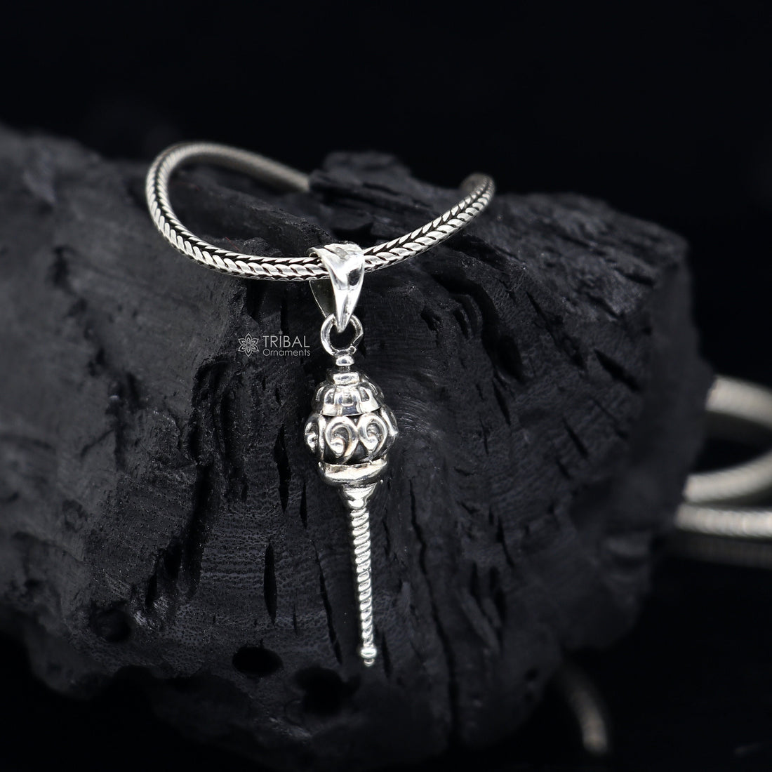 Unique Lord hanuman mace/gada 925 sterling silver small pendant, Wonderful Pendant for unisex gifting  necklace nsp666 - TRIBAL ORNAMENTS