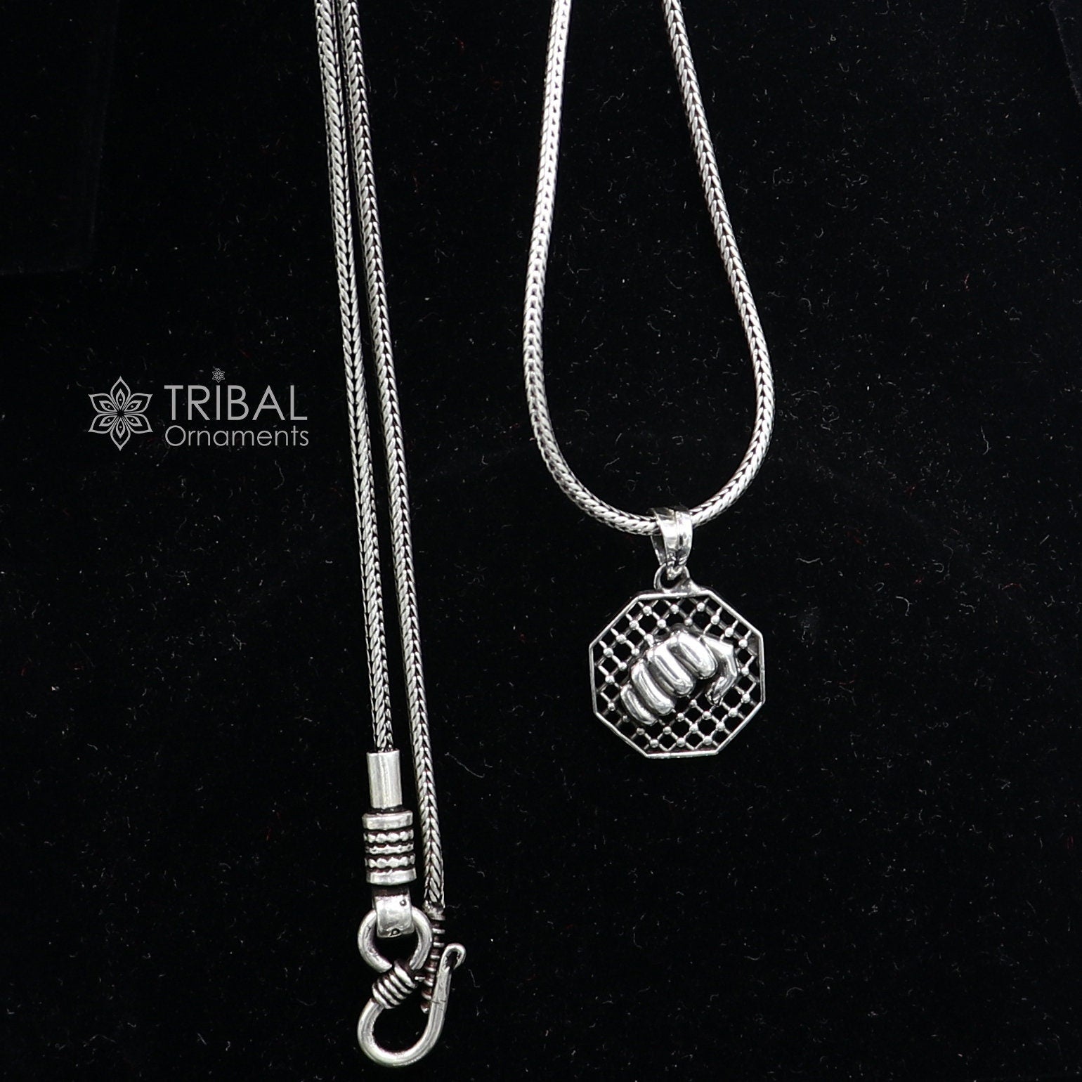 Amazing 925 sterling silver handmade wrist punch design pendant, high quality silver small pendant for zym or gym boy girls nsp670 - TRIBAL ORNAMENTS