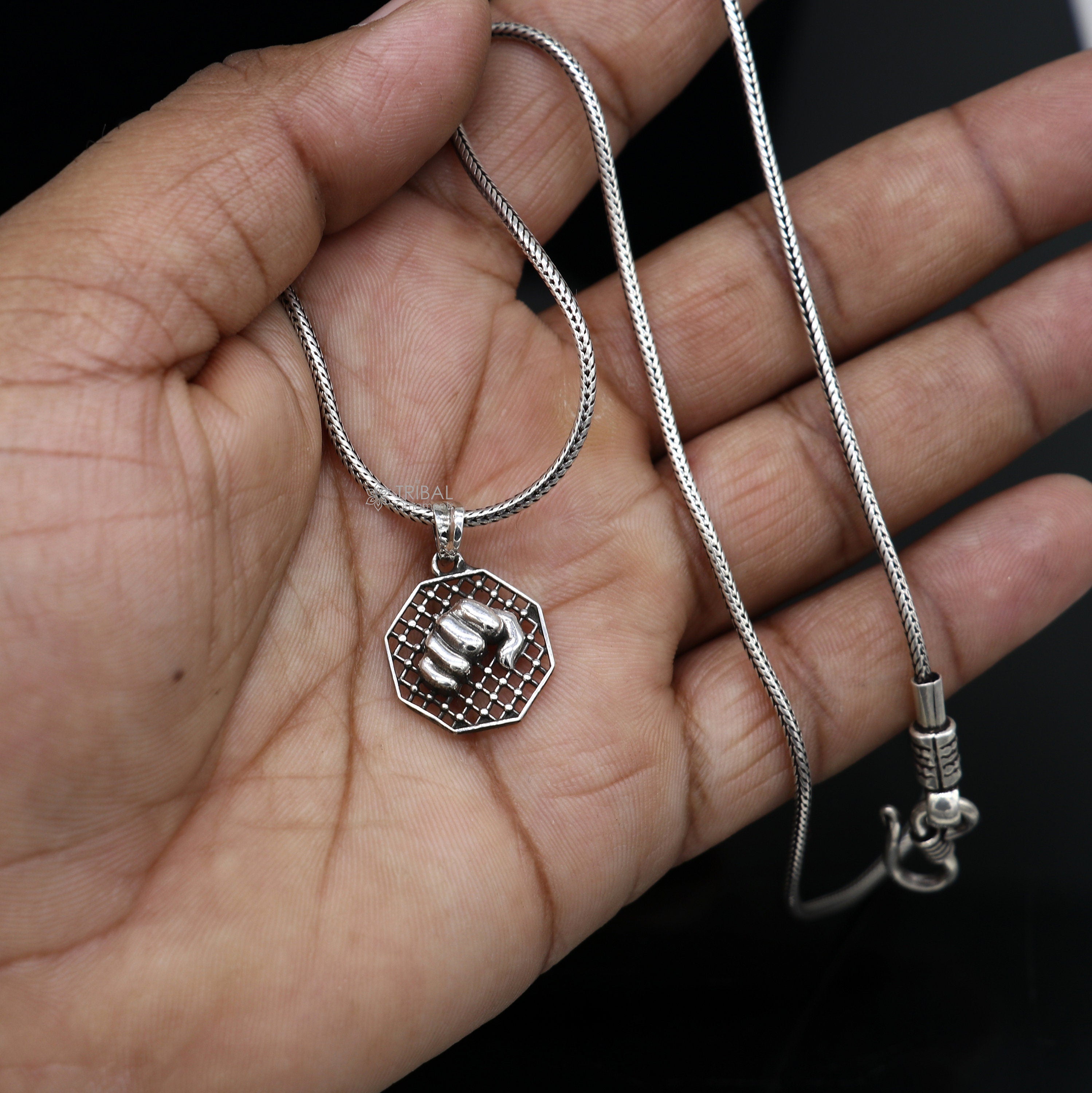 Bhawara (Small) Silver Chain Pendant by MOHA