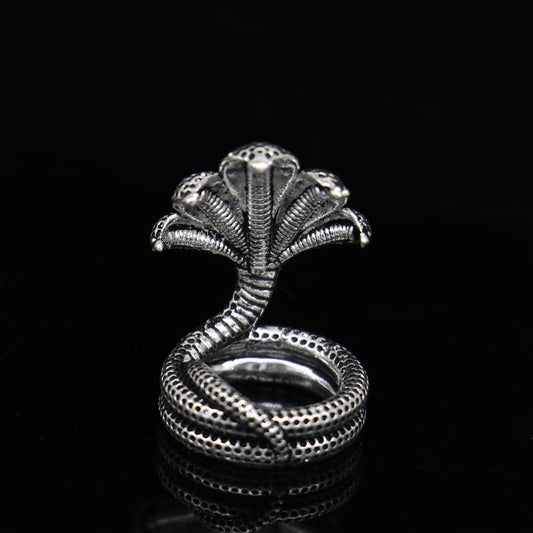 925 sterling silver solid divine panchmukhi Sheshnag, wonderful shiva snake amazing puja articles or utensils for home or temple art651 - TRIBAL ORNAMENTS