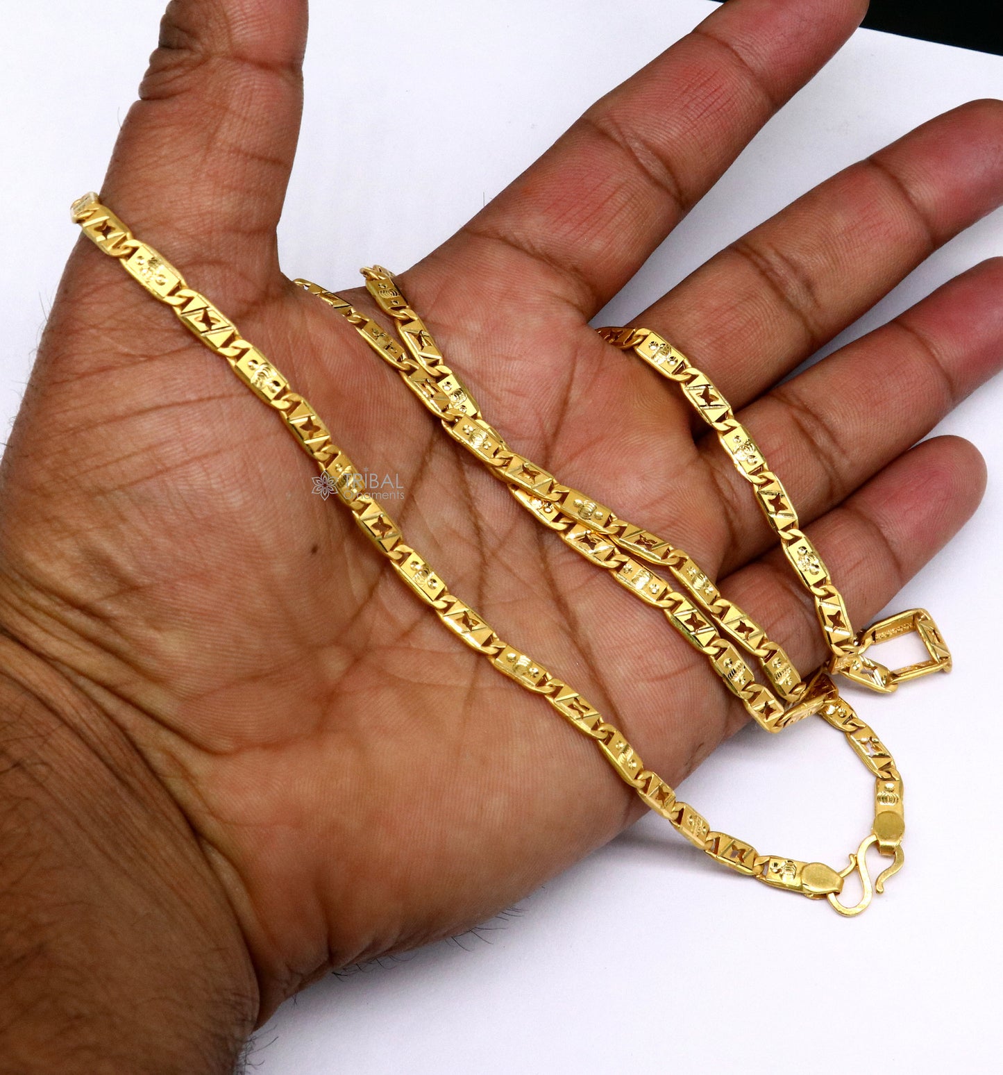 4mm all size Exclusive modern trendy 22kt yellow gold handmade nawabi chain best men's gifting chain necklace jewelry gch585 - TRIBAL ORNAMENTS