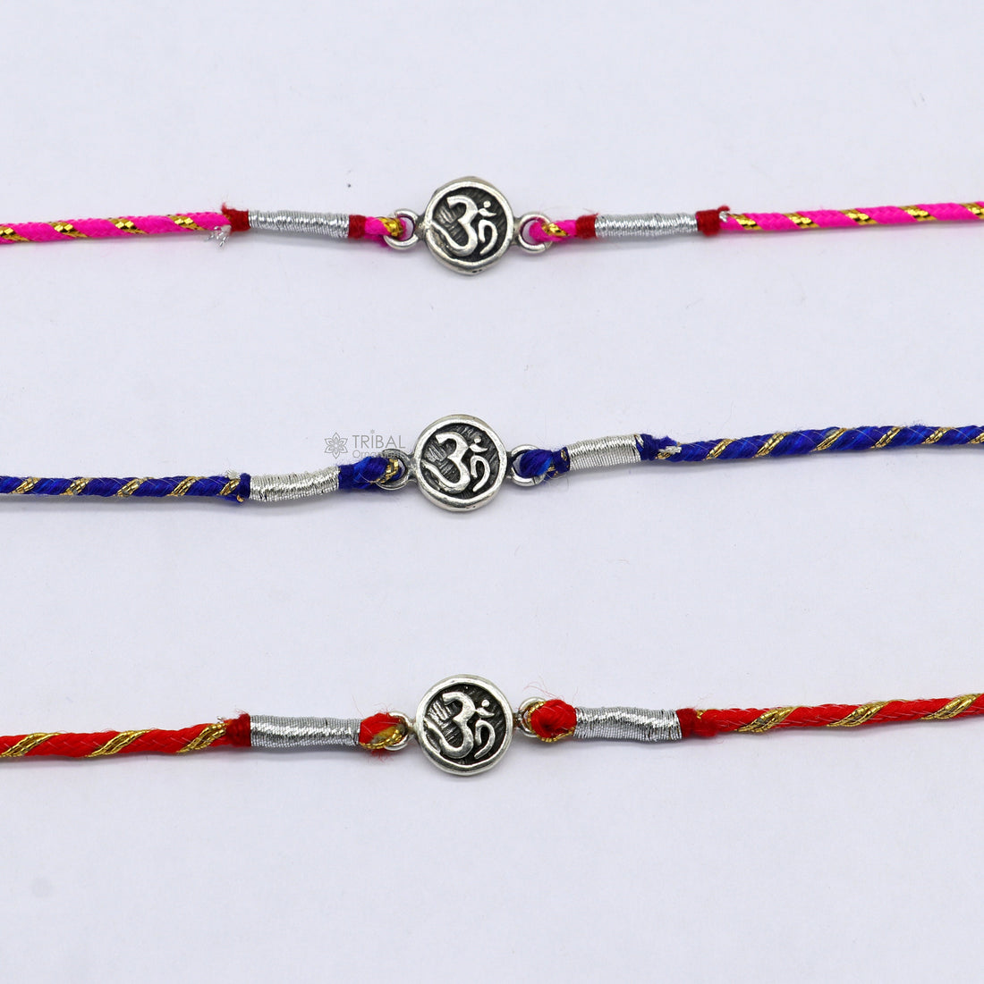 925 sterling silver handmade Rakhi Bracelet, Exclusive Vintage divine OM Aum design size free rakhi Bracelet for Rakshabandhan rk288 - TRIBAL ORNAMENTS