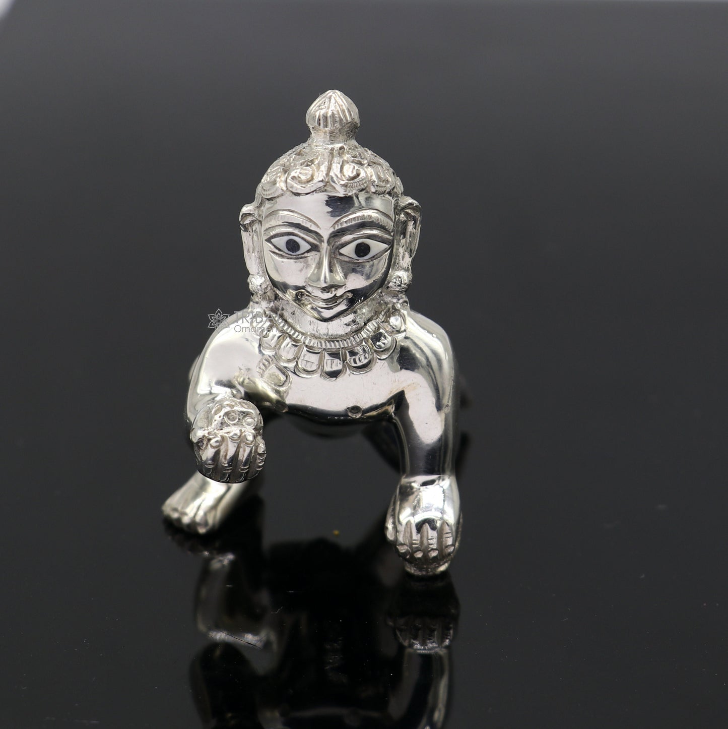 925 sterling Solid silver handmade idol divine Krishna, Laddu Gopalan, crawling Krishna small statue figurine home temple puja art649 - TRIBAL ORNAMENTS