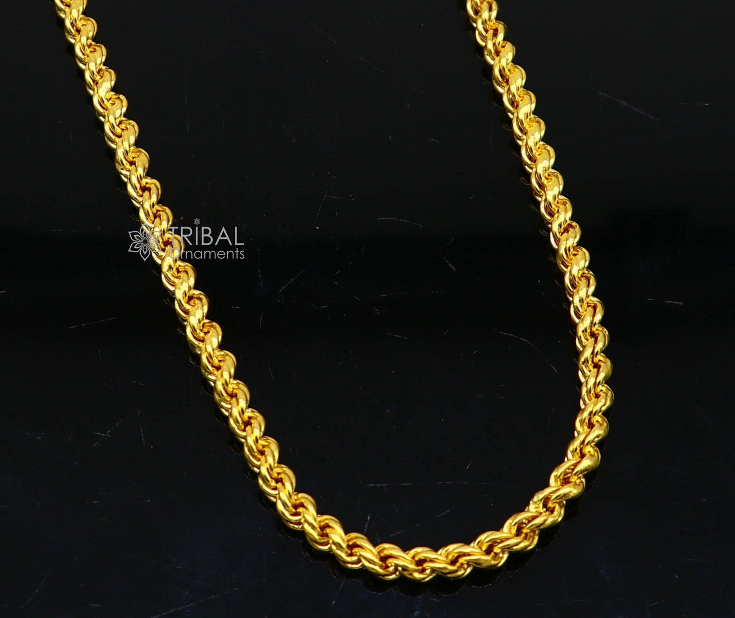 4mm 22k yellow gold handmade fabulous Rope chain necklace excellent gold unisex chain certified best gifting jewelry gch587 - TRIBAL ORNAMENTS