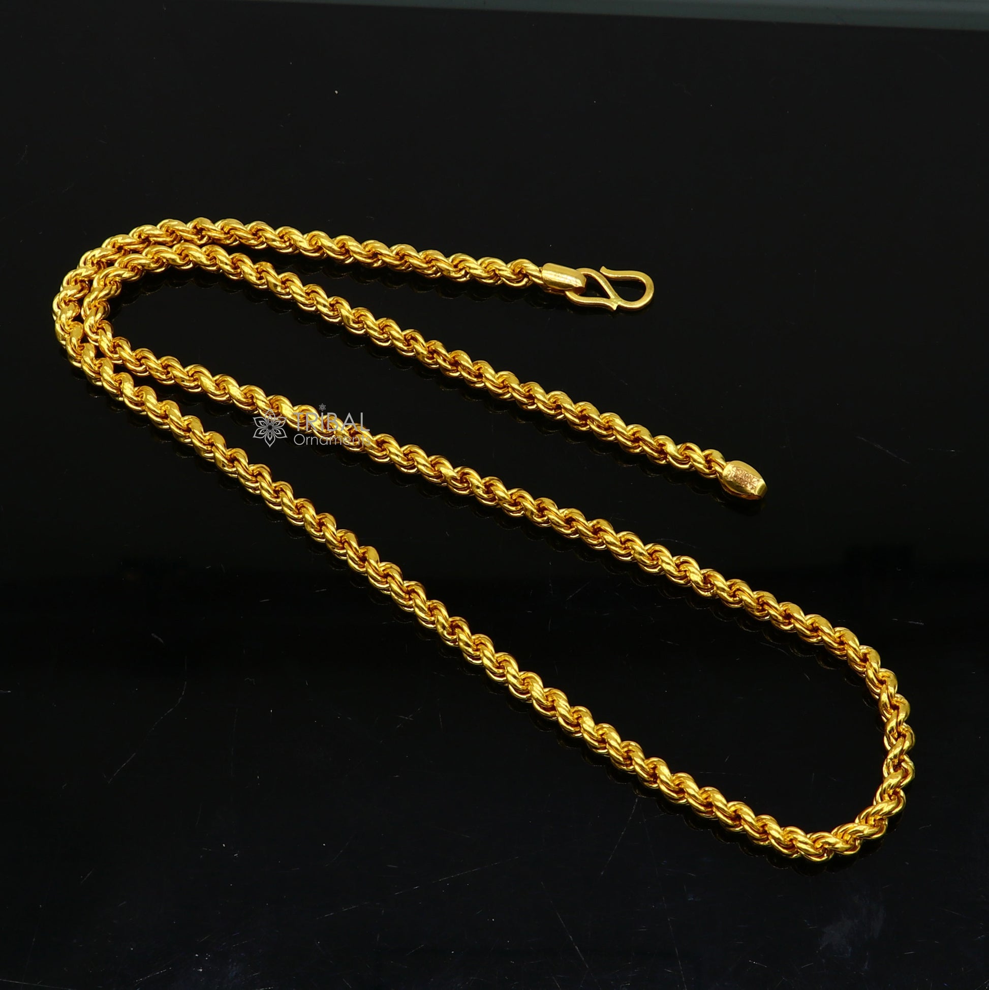 4mm 22k yellow gold handmade fabulous Rope chain necklace excellent gold unisex chain certified best gifting jewelry gch587 24