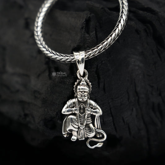 925 sterling silver handmade Hindu idol God  Lord hanuman pendant, amazing divine lord bajarangbali pendant unisex gifting jewelry NSP686 - TRIBAL ORNAMENTS
