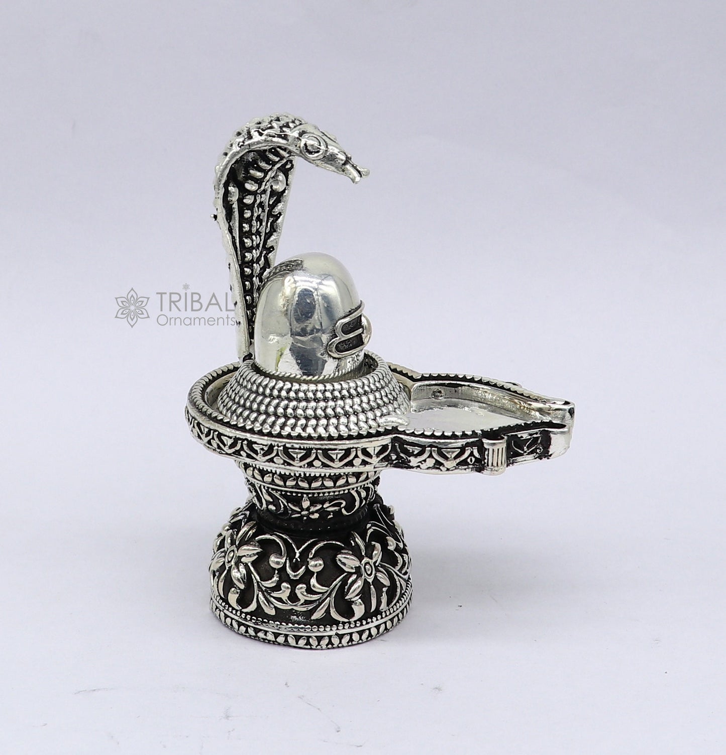 925 sterling silver lord Shiva lingam Stand Jalheri, Divine Shiva abhishekam lingam at home temple puja worshipping article ART650 - TRIBAL ORNAMENTS