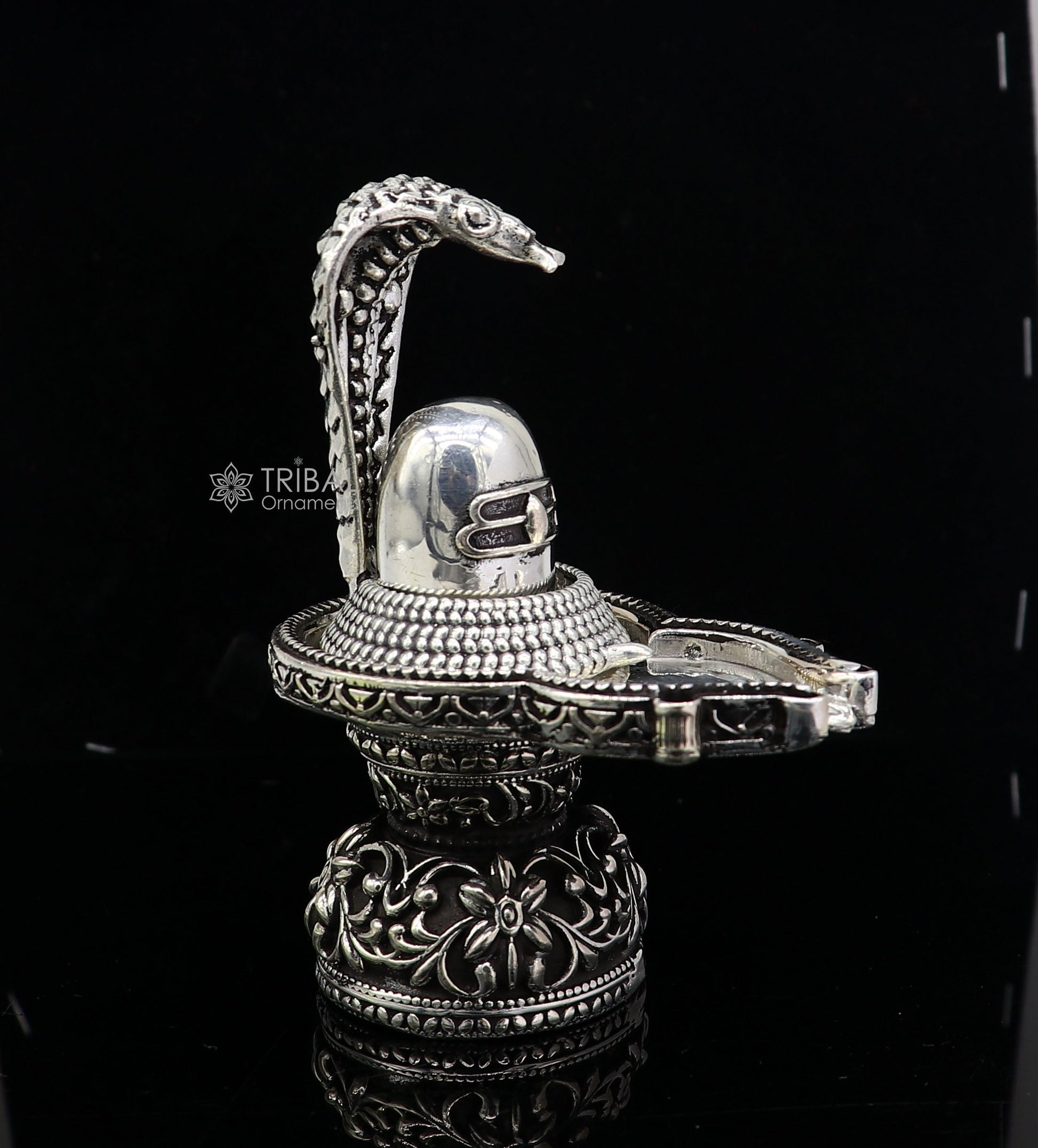 925 sterling silver lord Shiva lingam Stand Jalheri, Divine Shiva abhishekam lingam at home temple puja worshipping article ART650 - TRIBAL ORNAMENTS