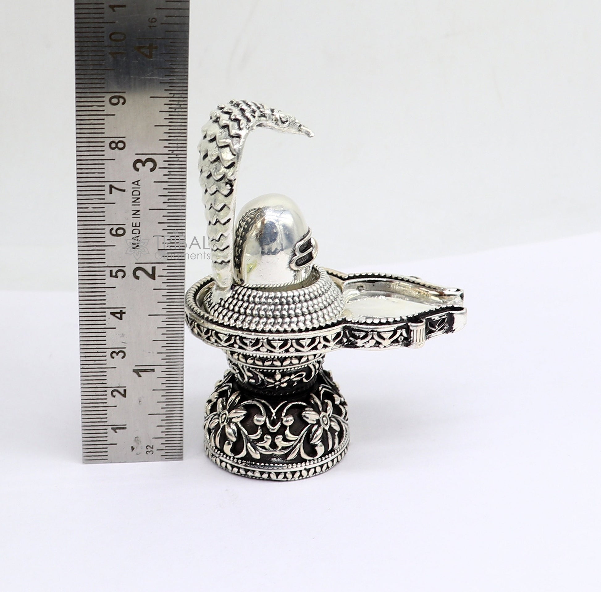 925 sterling silver lord Shiva lingam Stand Jalheri, Divine Shiva abhishekam lingam at home temple puja worshipping article ART650 - TRIBAL ORNAMENTS