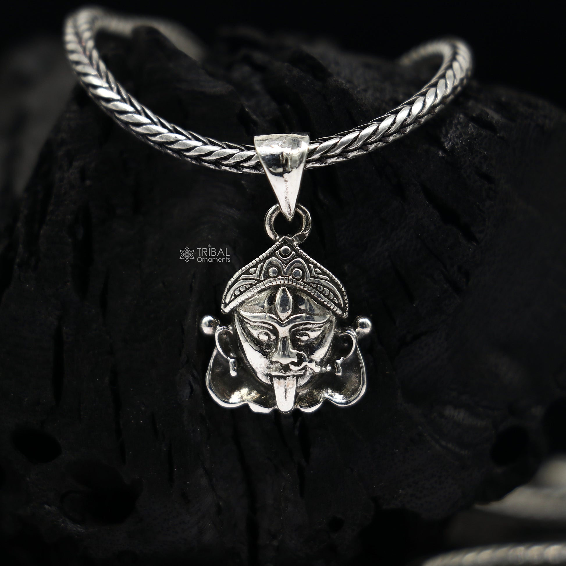 925 Sterling silver goddess MAHAKALI/KALI MATA design divine kali devi maa pendant for protection nsp700 - TRIBAL ORNAMENTS