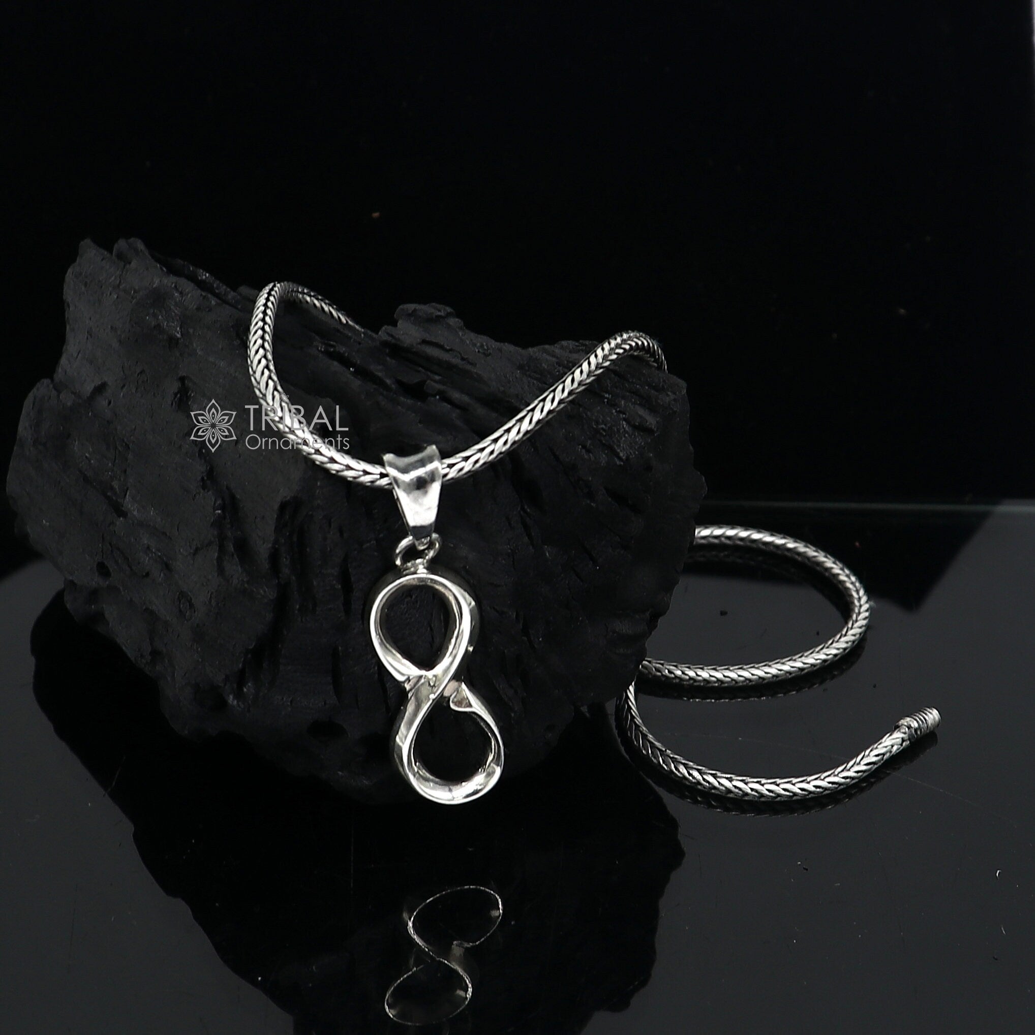 Sterling Silver Hollow Curve | Stud Chain For Men & Boys | 20 Inches