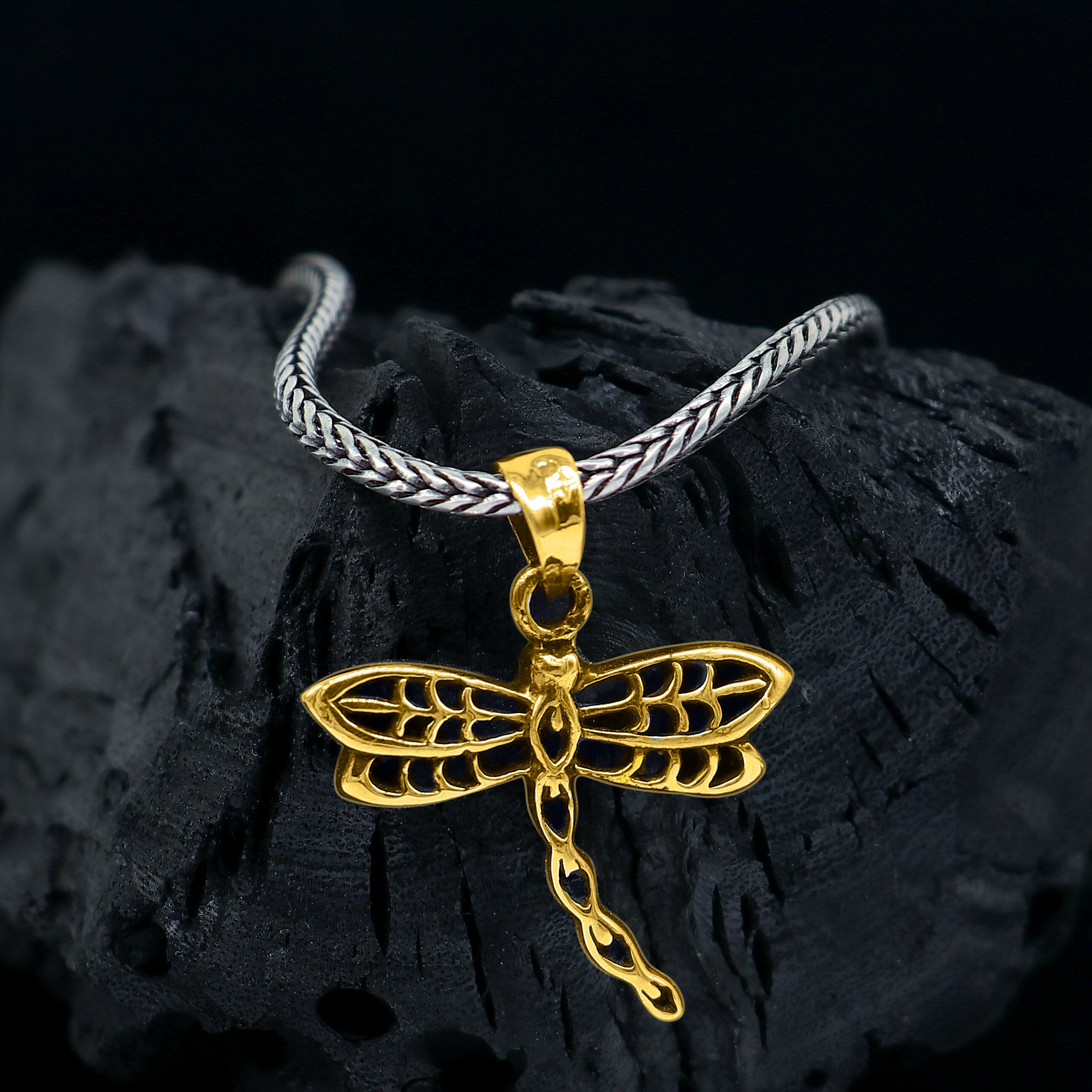 Crystal and Silver Dragonfly Cremation Necklace - Memorial Glass & Jewelry