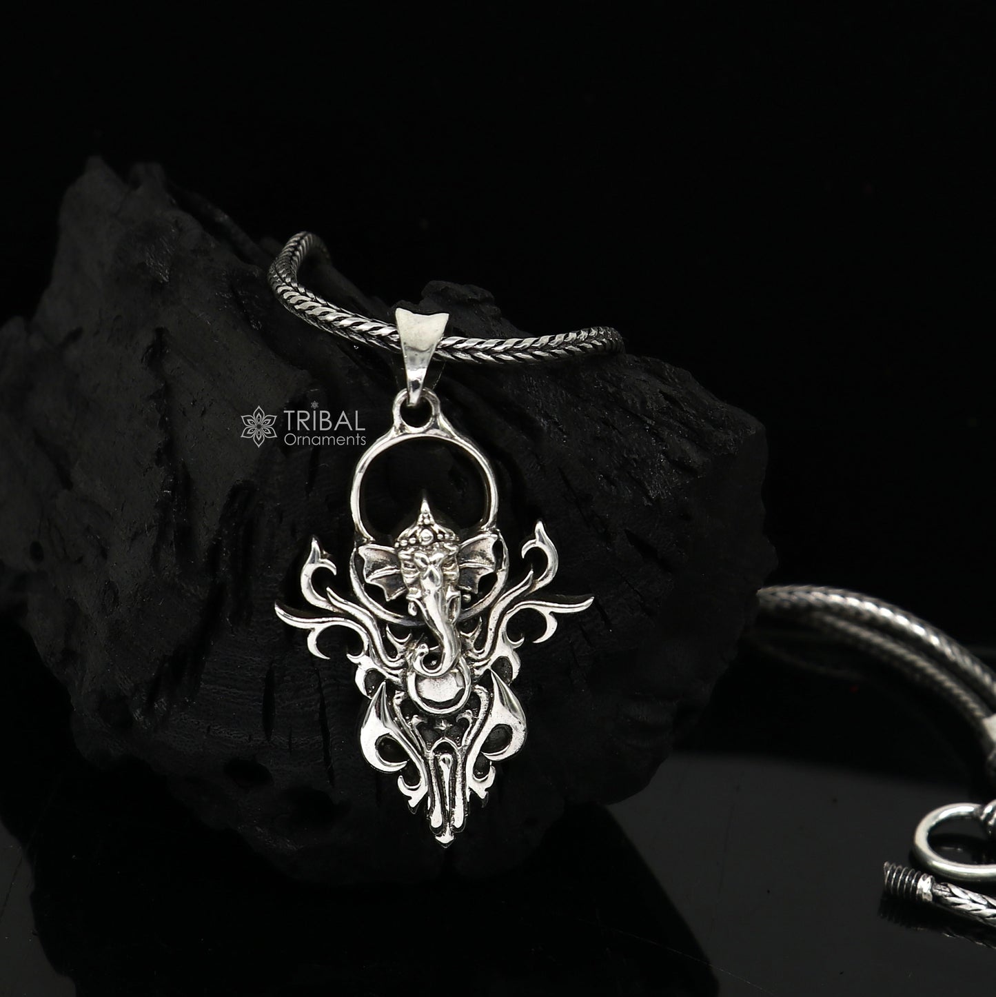 925 sterling silver Lord GANESHA unique design pendant necklace, Lord Ganesha unique style handmade pendant for unisex  Nsp711 - TRIBAL ORNAMENTS