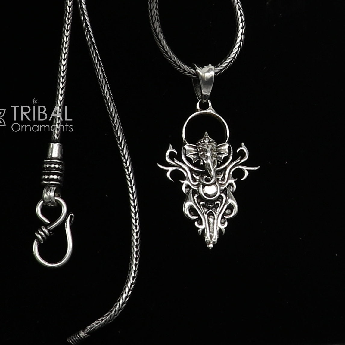 925 sterling silver Lord GANESHA unique design pendant necklace, Lord Ganesha unique style handmade pendant for unisex  Nsp711 - TRIBAL ORNAMENTS