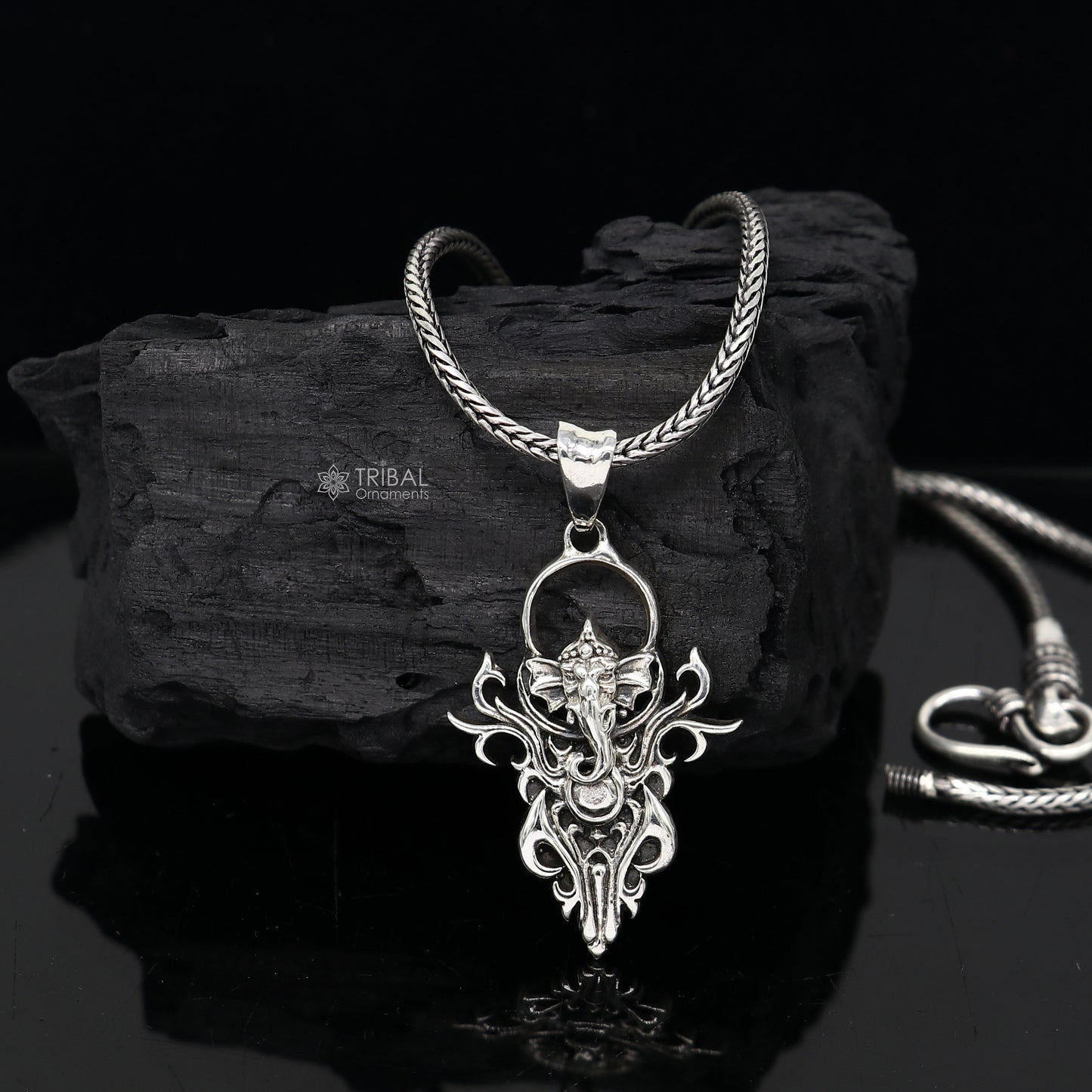 925 sterling silver Lord GANESHA unique design pendant necklace, Lord Ganesha unique style handmade pendant for unisex  Nsp711 - TRIBAL ORNAMENTS