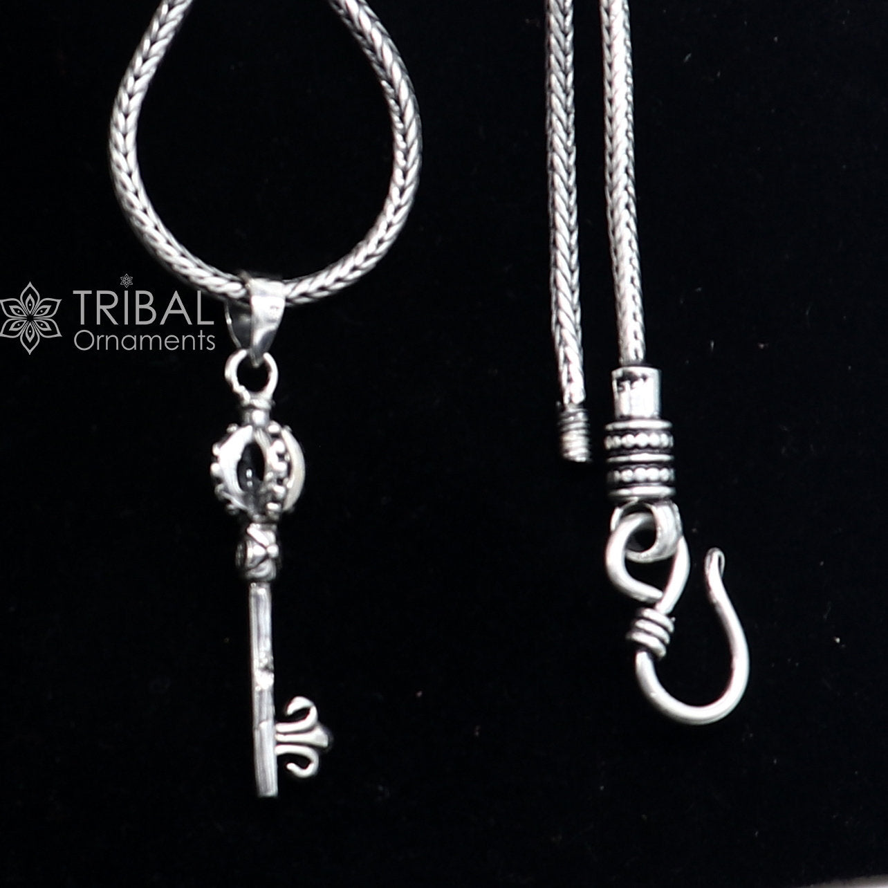 925 sterling silver unique design good luck KEY pendant wheat chain necklace locket best gifting jewelry Nsp712 - TRIBAL ORNAMENTS