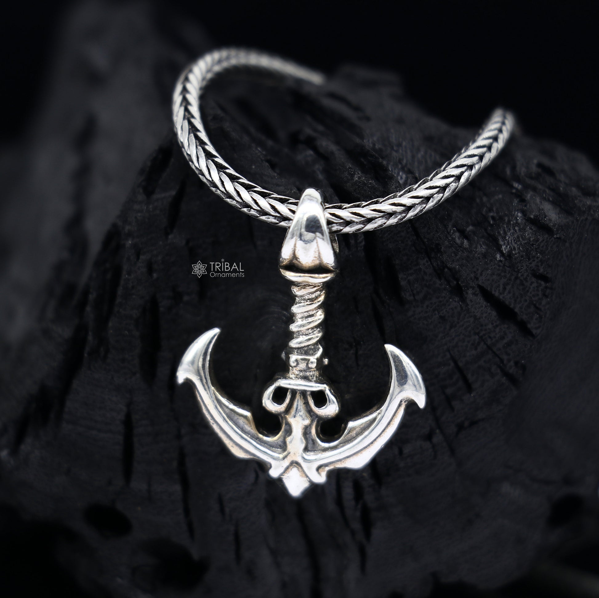 925 sterling silver unique design Anchor Sailor pendant wheat chain necklace locket best gifting jewelry Nsp714 - TRIBAL ORNAMENTS