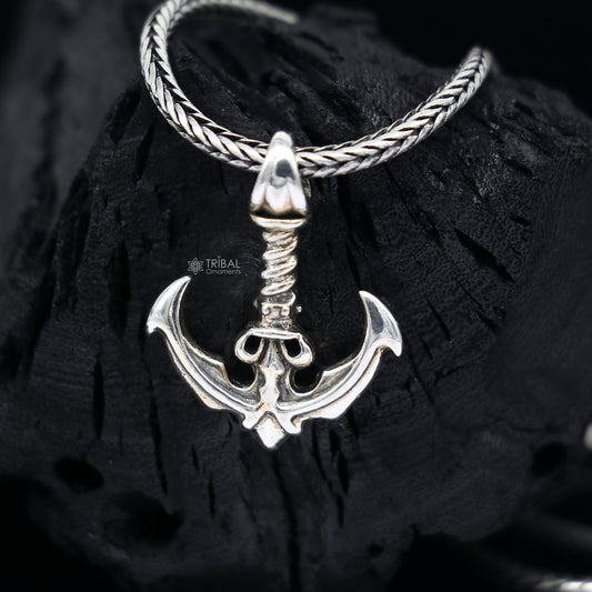 925 sterling silver unique design Anchor Sailor pendant wheat chain necklace locket best gifting jewelry Nsp714 - TRIBAL ORNAMENTS