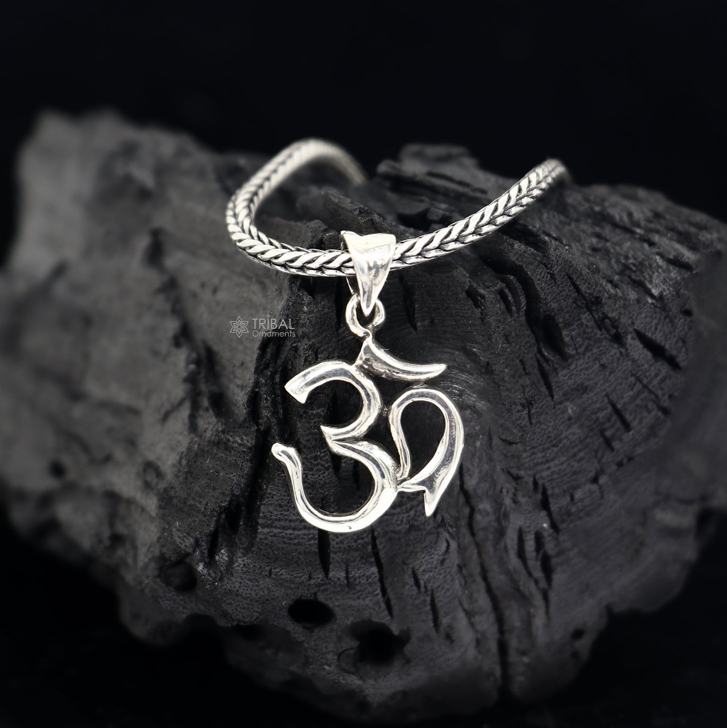 925 sterling silver unique design HINDU Vaidik Mantra Aum OR OM pendant wheat chain necklace locket best gifting jewelry Nsp717 - TRIBAL ORNAMENTS