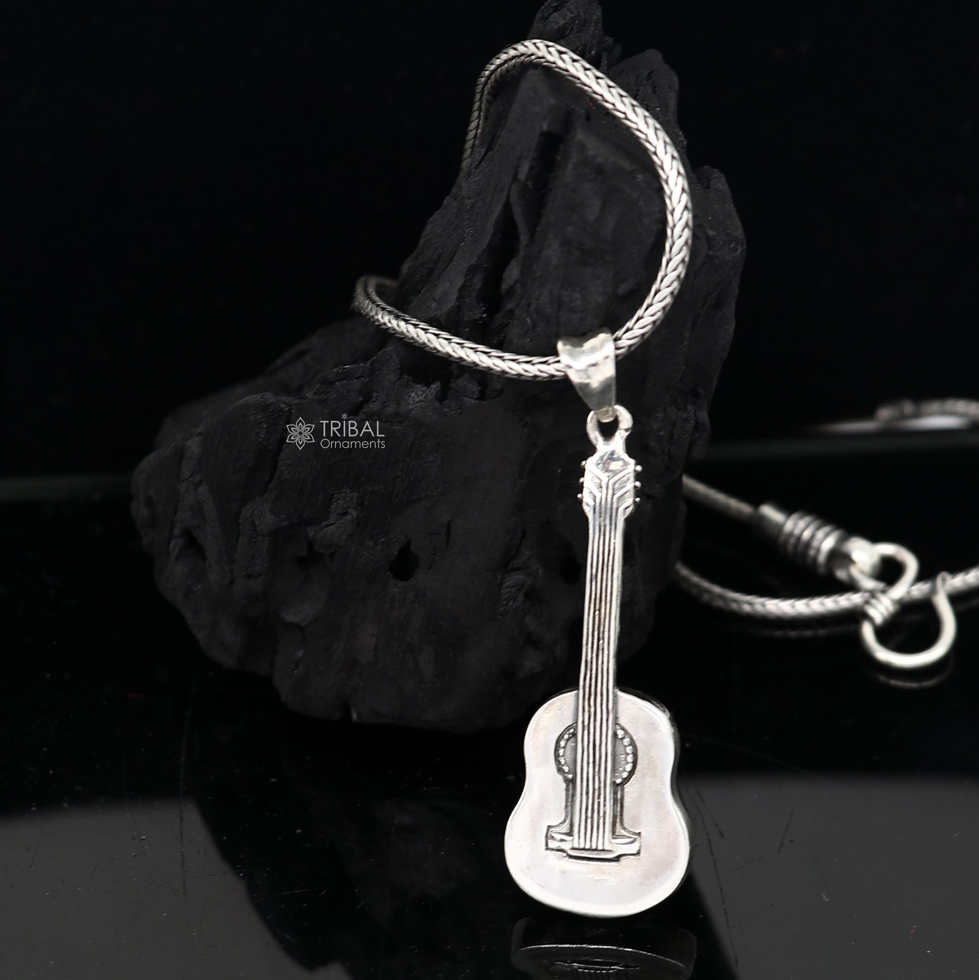 925 pure silver Divine GUITAR pendant best gifting pendant, wheat chain necklace locket best gifting delicate unisex  jewelry NSP728 - TRIBAL ORNAMENTS