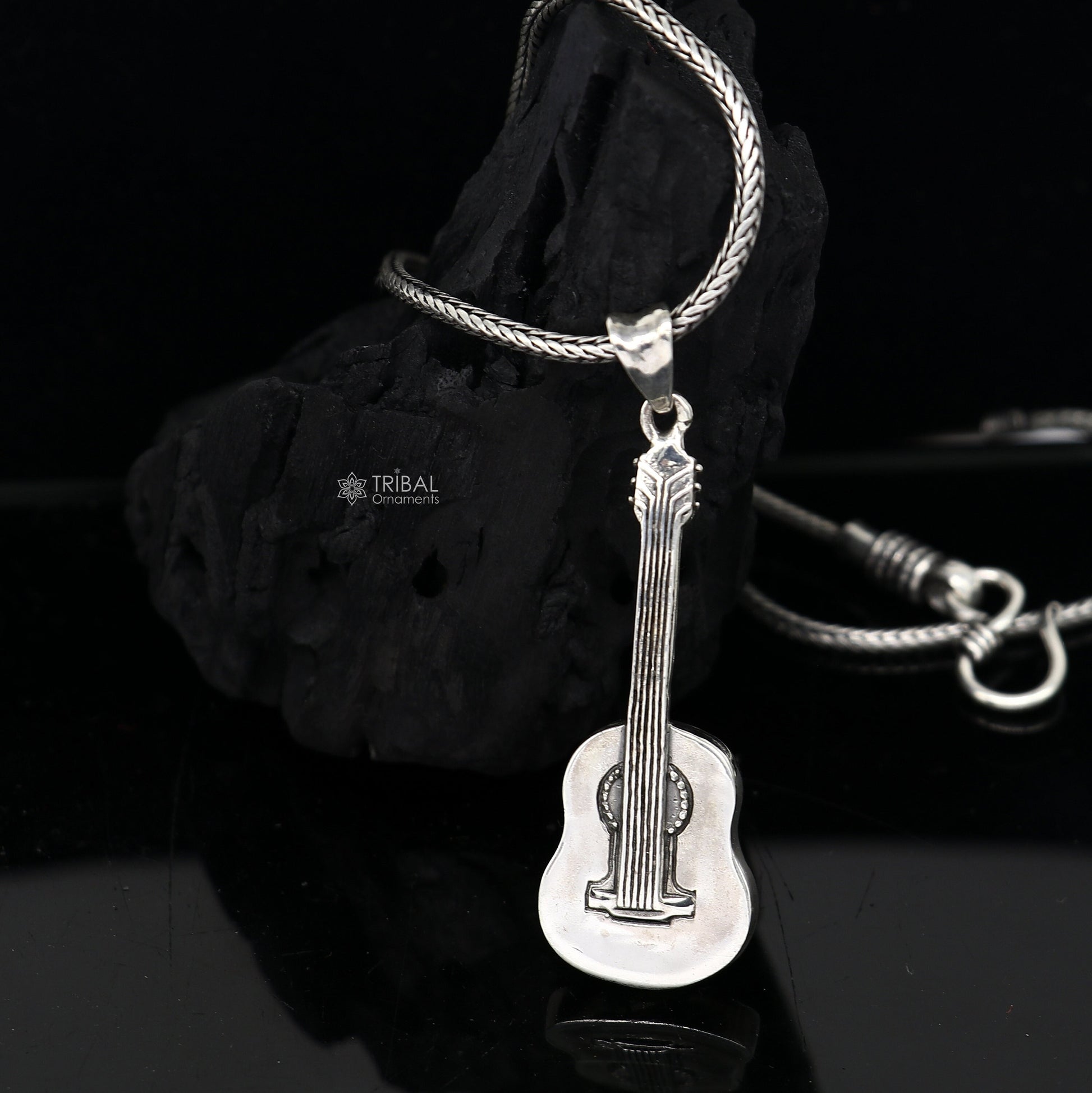 925 pure silver Divine GUITAR pendant best gifting pendant, wheat chain necklace locket best gifting delicate unisex  jewelry NSP728 - TRIBAL ORNAMENTS