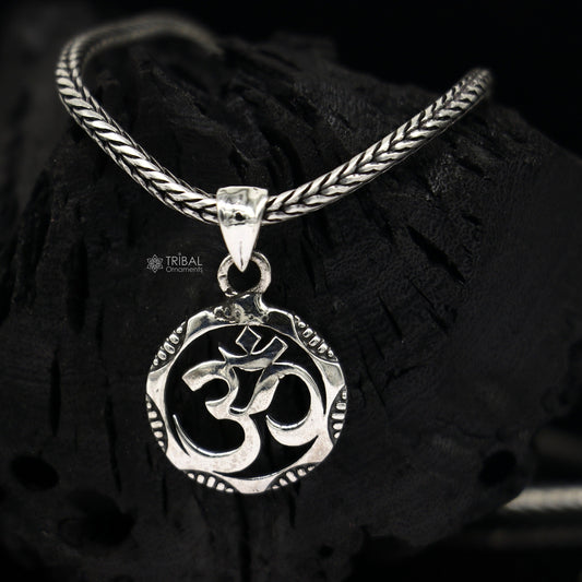 925 pure silver AUM OR OM mantra pendant best gifting pendant, wheat chain necklace locket best gifting jewelry NSP732 - TRIBAL ORNAMENTS