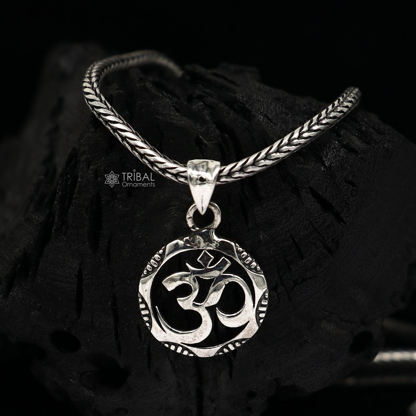 925 pure silver AUM OR OM mantra pendant best gifting pendant, wheat chain necklace locket best gifting jewelry NSP732 - TRIBAL ORNAMENTS