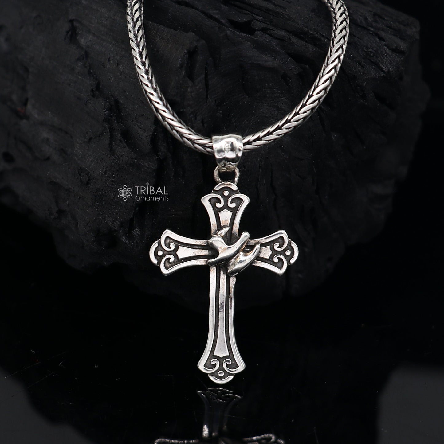 925 pure silver divine CROSS pendant best gifting pendant, wheat chain necklace locket best gifting delicate unisex  jewelry nsp737 - TRIBAL ORNAMENTS