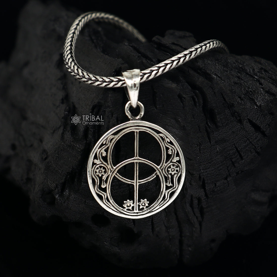 925 pure silver Silver Chalice Well, Sacred Geometry pendant best pendant, wheat chain necklace locket best delicate jewelry ps0072 nsp741 - TRIBAL ORNAMENTS