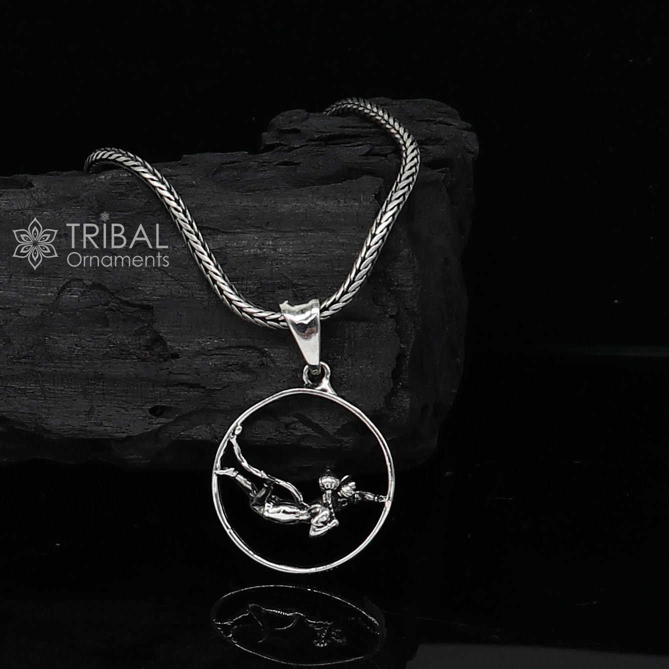 925 pure silver LORD HANUMAN pendant best gifting pendant, wheat chain necklace locket best gifting delicate unisex  jewelry nsp742 - TRIBAL ORNAMENTS