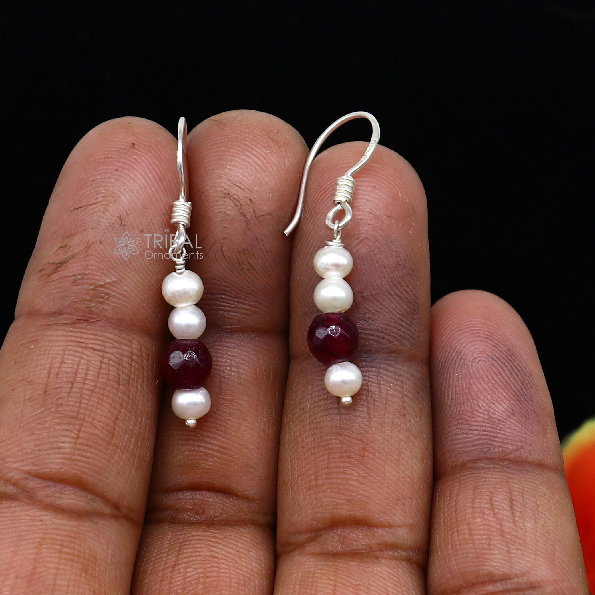 White Stylish Round Pearl Earrings in Hook Design – HighSpark