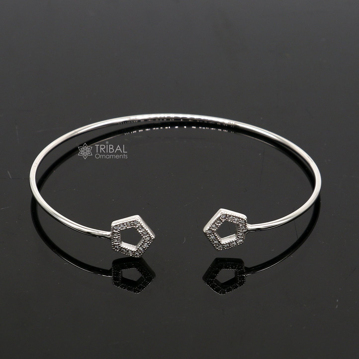 925 sterling silver handmade amazing trendy stylish girl's cuff kada bracelet, best delicate unique light weight gifting for girls cuff170 - TRIBAL ORNAMENTS