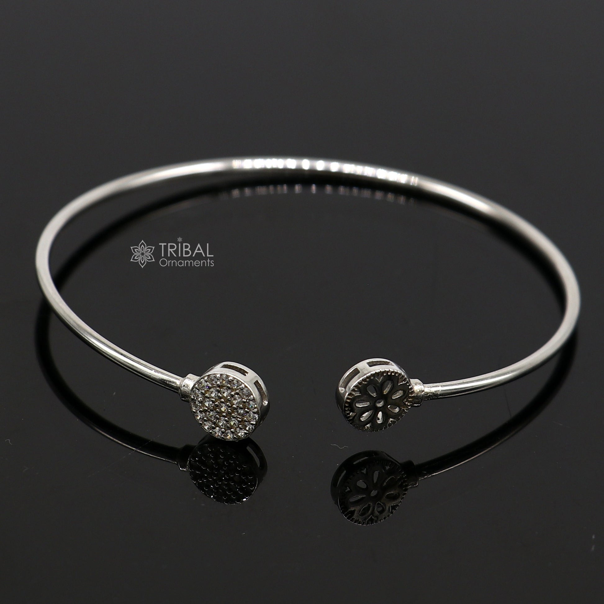 925 sterling silver handmade amazing trendy stylish girl's cuff kada bracelet, best delicate unique light weight gifting for girls cuff171 - TRIBAL ORNAMENTS